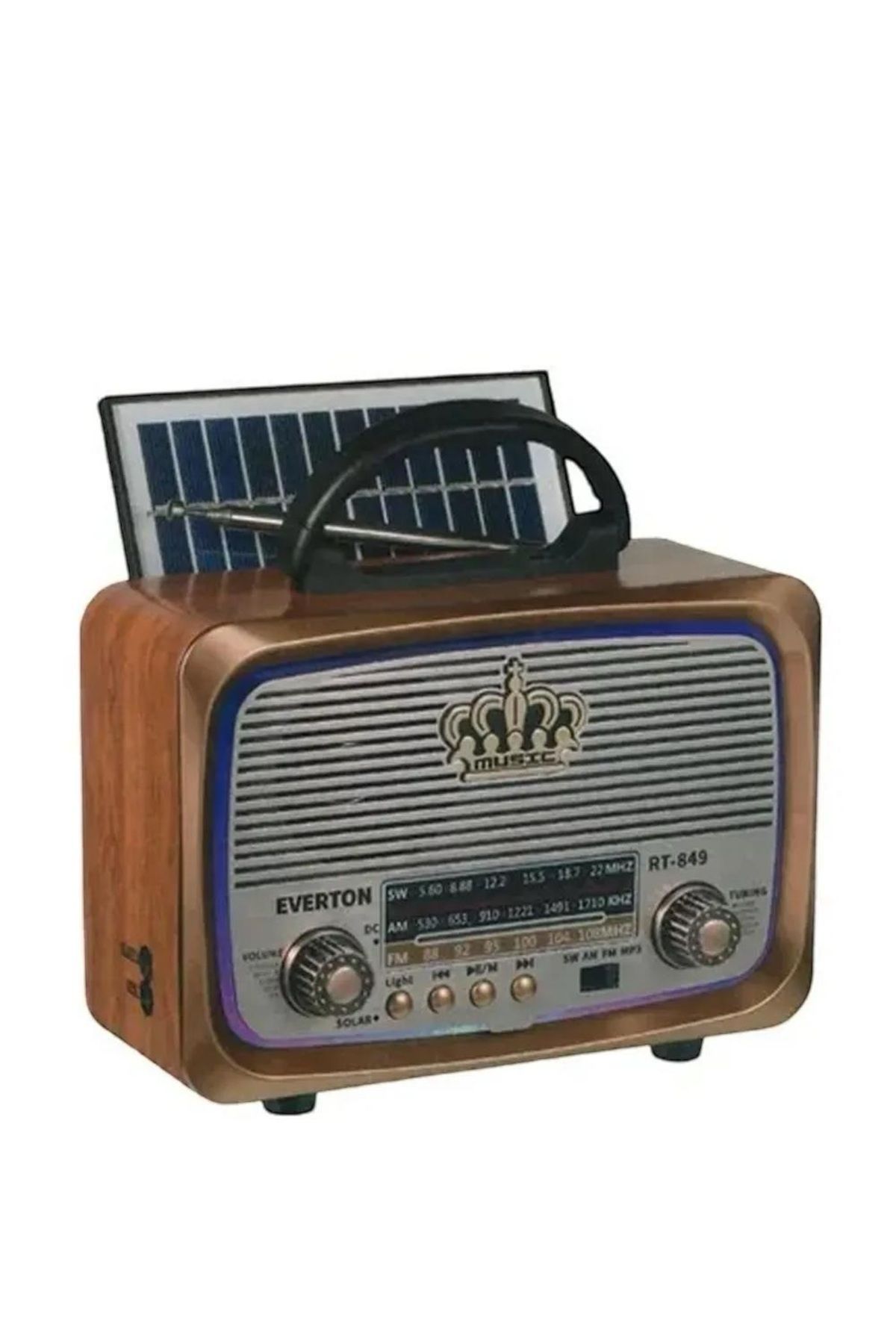 OnlyTech Kaliteli RT-849 Nostalji Solar Güneş Enerjili Ledli Bluetooth/USB/Sd kart/ Radyo mp3