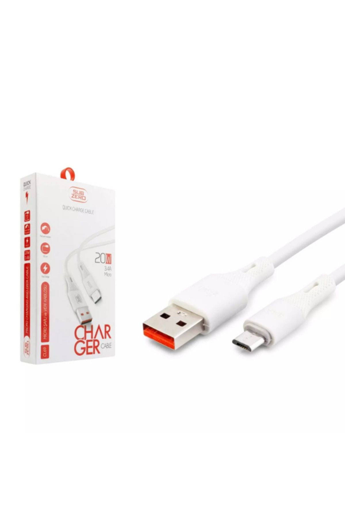 Subzero CL69 3.4A Micro USB Hızlı Şarj Kablosu | Veri Aktarımlı Dayanıklı Kablo