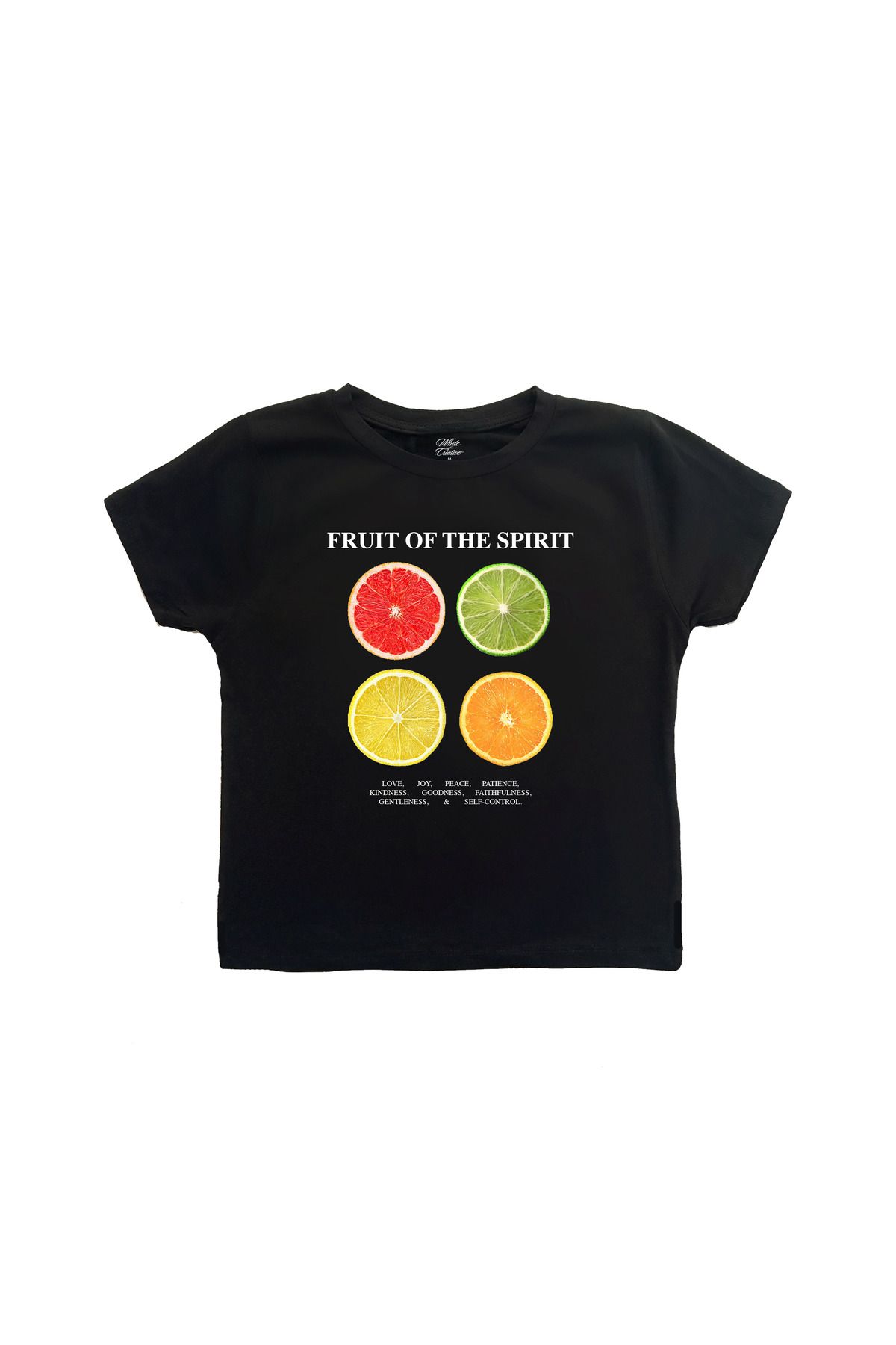 WHITE OF CREATIVE Fruit Of The Spirit Baby Tee Crop Top