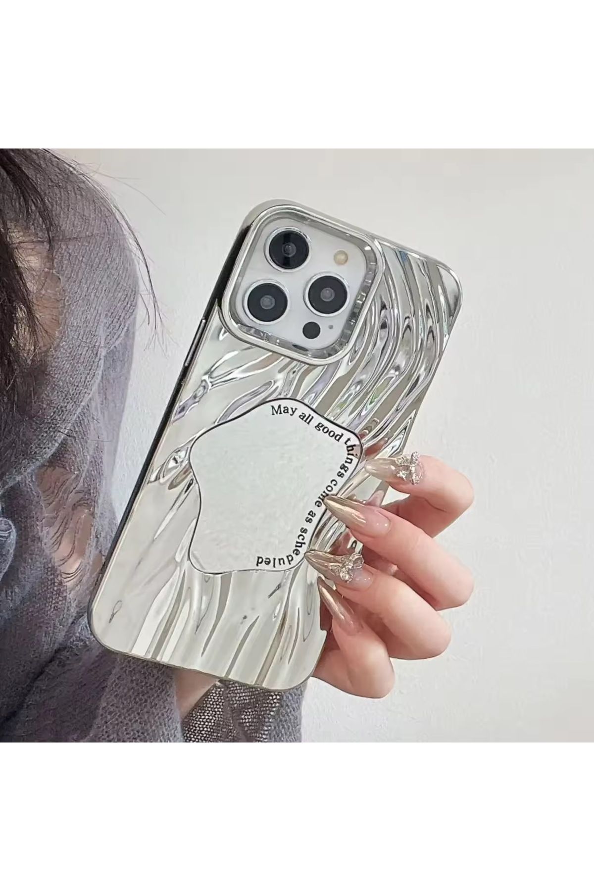 MirazTasarim IPHONE 16 PROMAX AYNALI GÜMÜŞ PARLAK KILIF