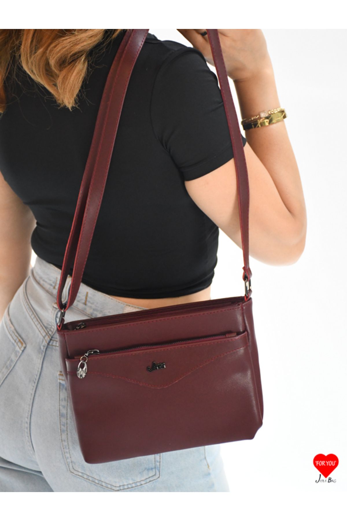 JARA Bag Atina 3 Bölmeli Su Geçirmez Çapraz Askılı Hafif Yumuşak Deri Anne Omuz Çantası
