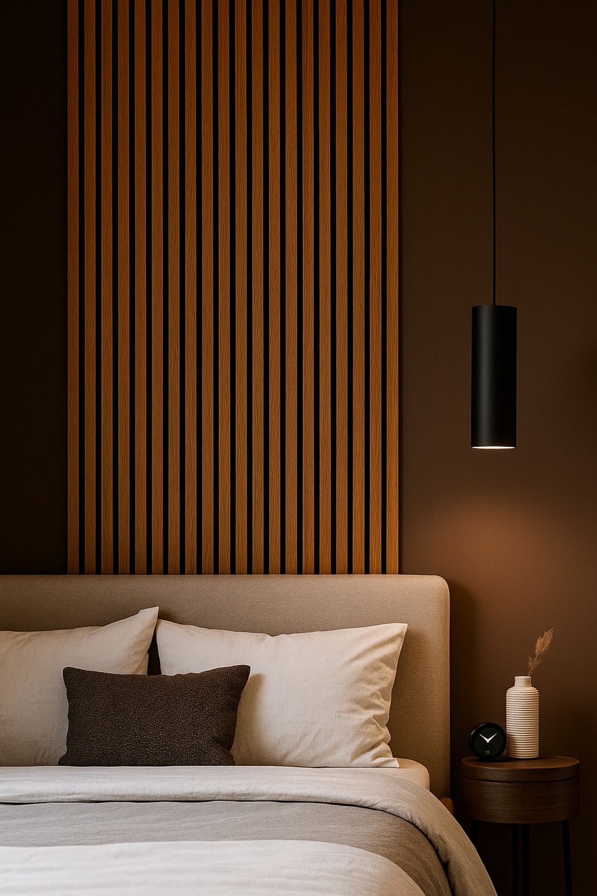 ATS YAPI Teak MDF Tabanlı Çıtalı Duvar Paneli 24x120 cm – Akustik Dekoratif Panel | 8 mm Kalınlık