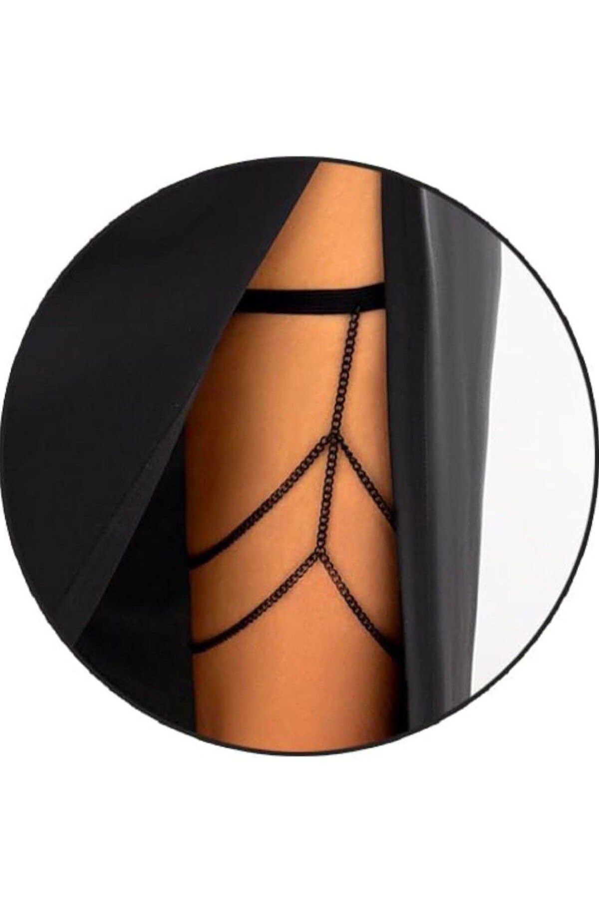 Genel Markalar Şık ve Modern Siyah Zincirli Bacak Aksesuarı