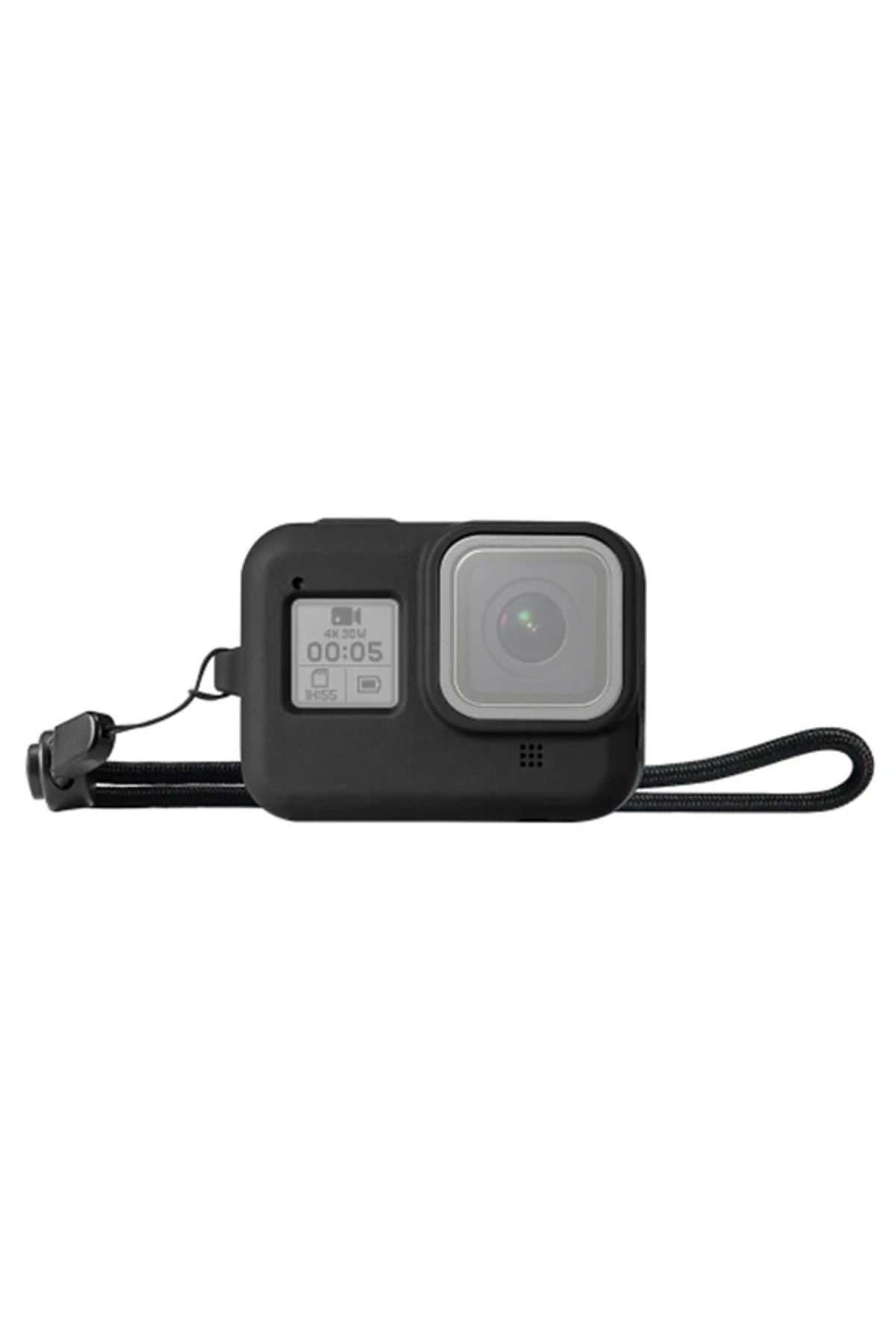 Mobil Dünyası PULUZ PU428B GoPro HERO8 İçin Silikon Koruma Kılıfı+Wrist Strap-(5775) - DGL6426-4719