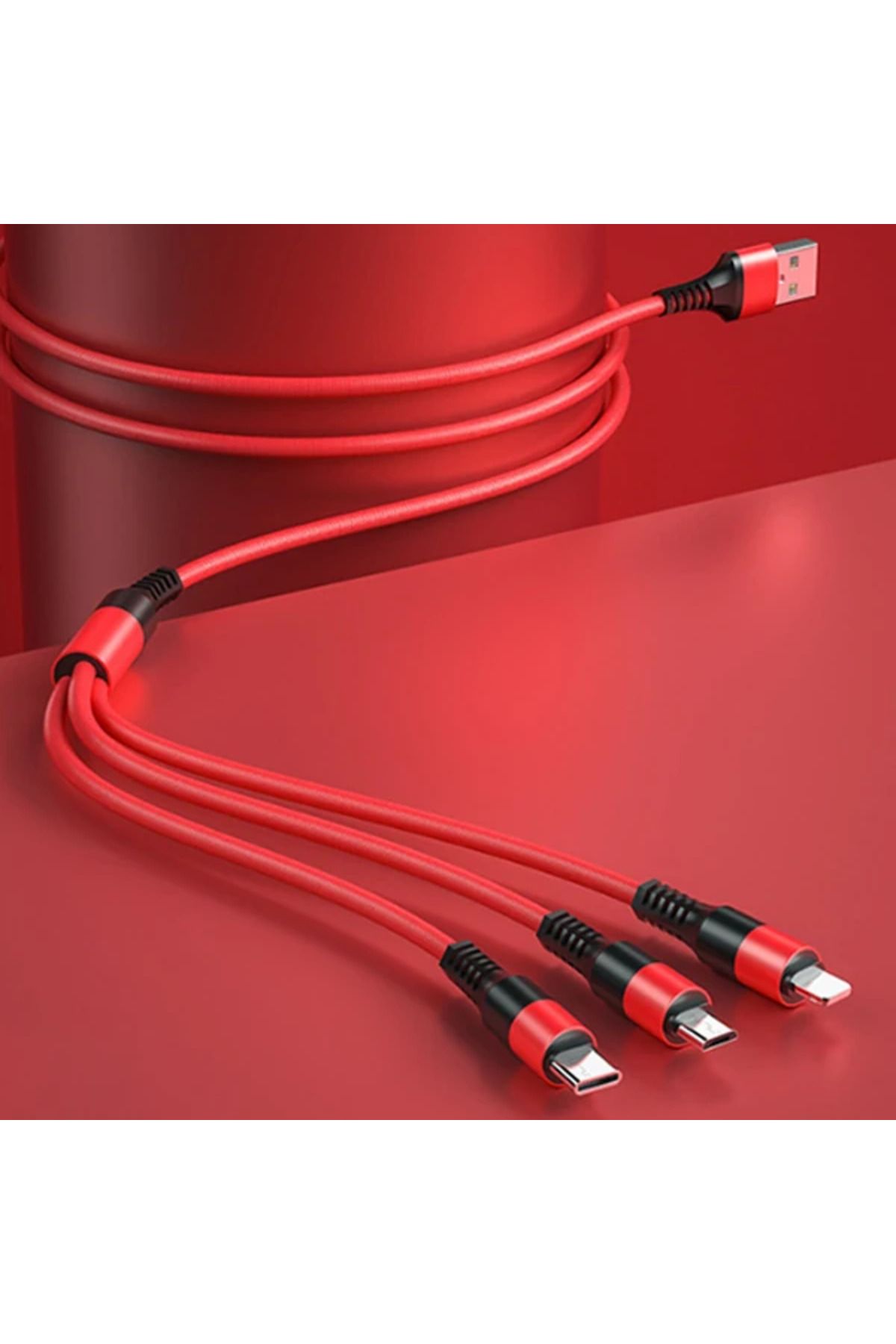 OEM WEKOME 3WDC-125 in1 Type-C+İPhone+Micro Usb Şarj Kablsu 1.20CM-(5775) - MLN4661-7490
