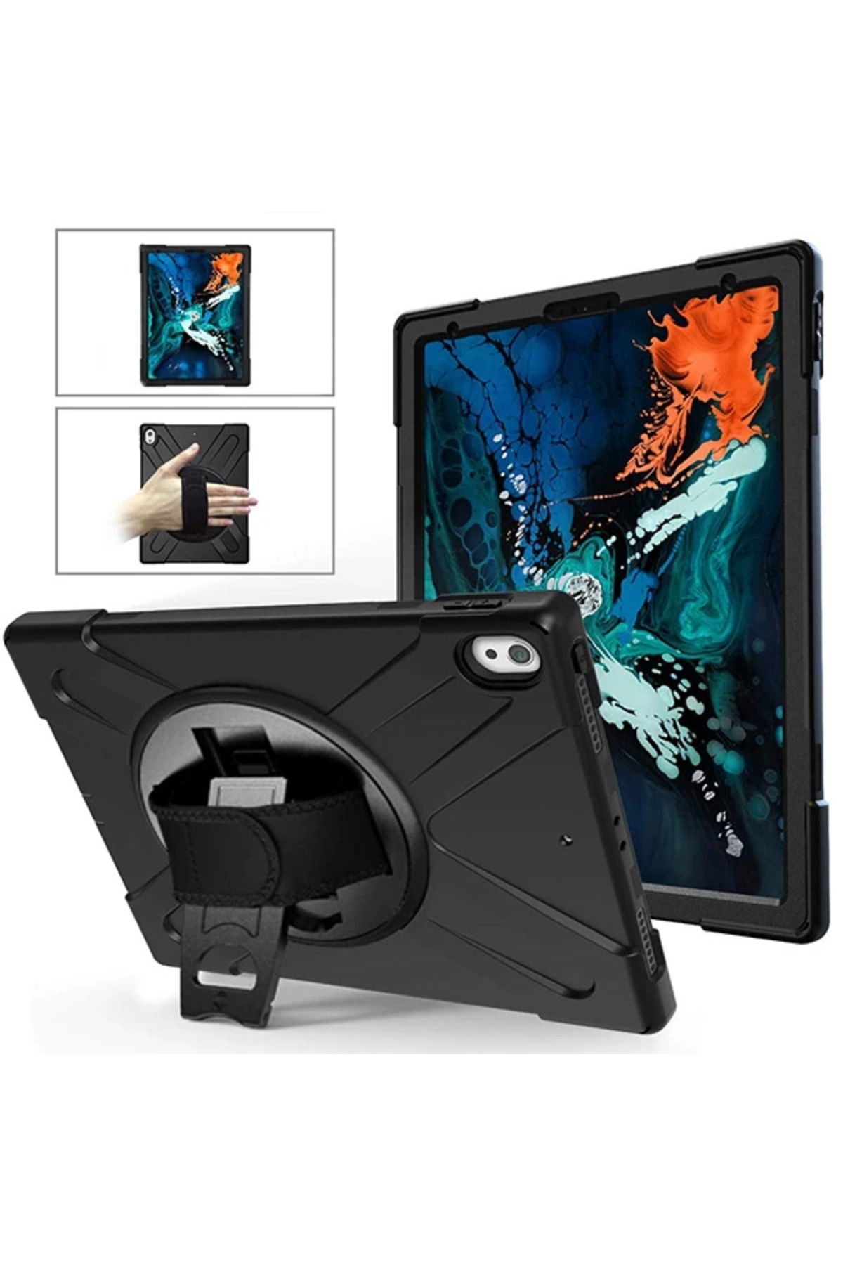 Uyguna Kapında Ally İPad Pro 12.9 3 Katmanlı Standlı Zırh Kılıf/Shockproof-(5775) - SVU6847-8232