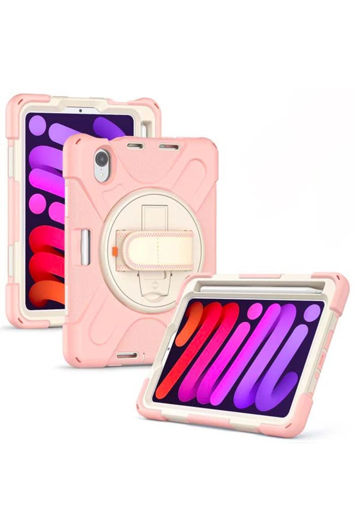 Uyguna Kapında Ally iPad Mini 6 (2021) ve Mini 7 (2024) Kılıf Shockproof 3 Katmanlı Standlı Zı - SVU9034-5742
