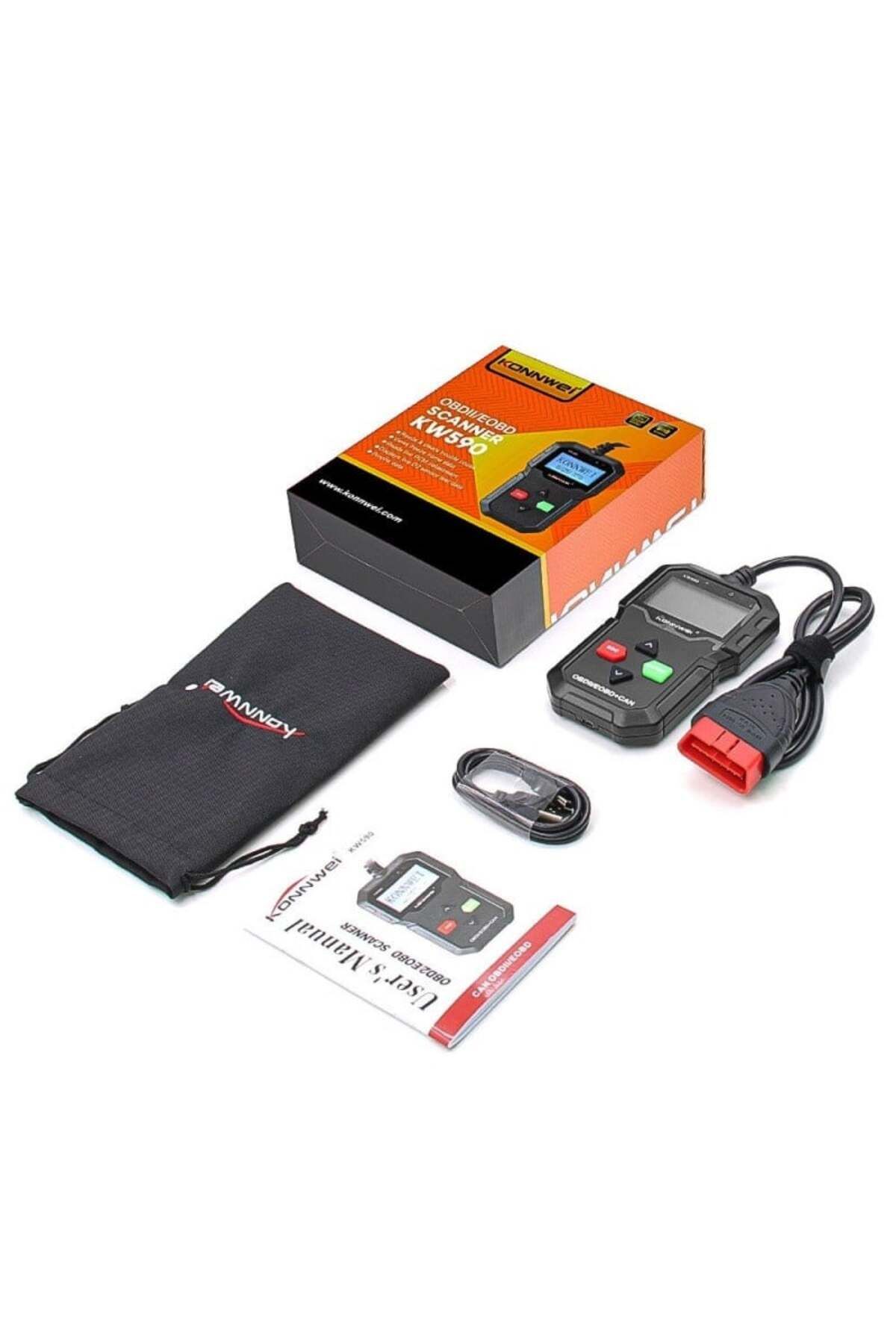 KONNWEİ-OBD2 Diagnosis KONNWEI KW590, Black, Error Display and Description, Resets, Live Data, ELM 327 OBDII 8