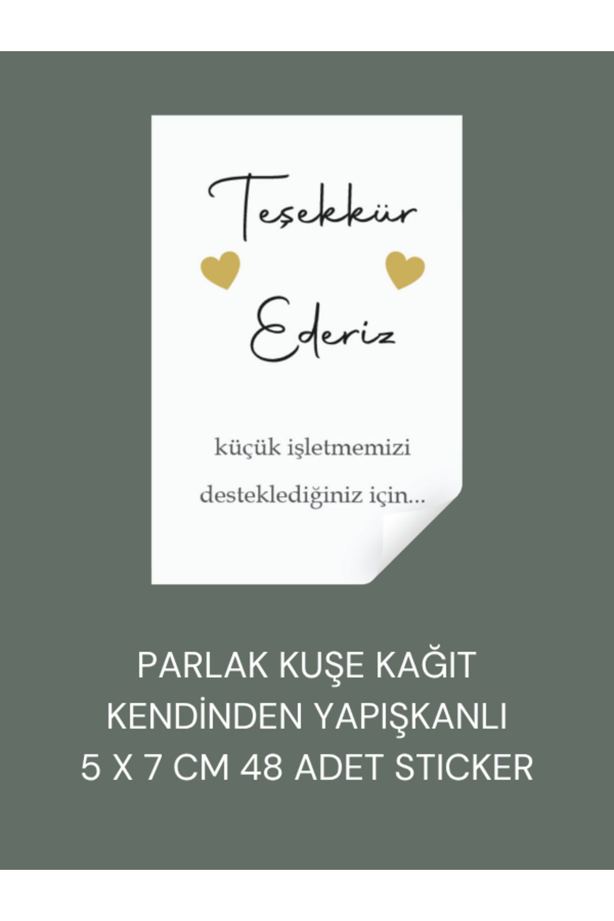 ST Design İşletmeler İçin Teşekkür Ederiz Etiketi, 48 Adet 5x7cm Sticker, Kalp Figürlü Teşekkür Ederiz Etiketi
