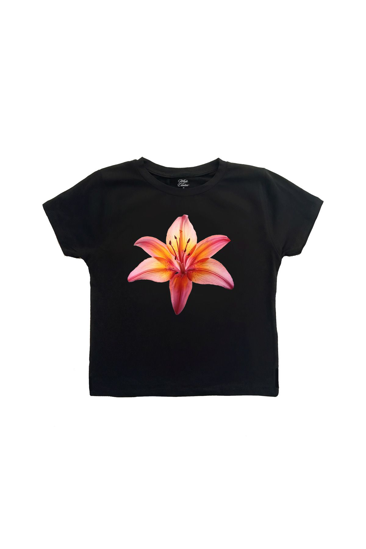 WHITE OF CREATIVE Sunny Lilium Baby Tee Crop Top
