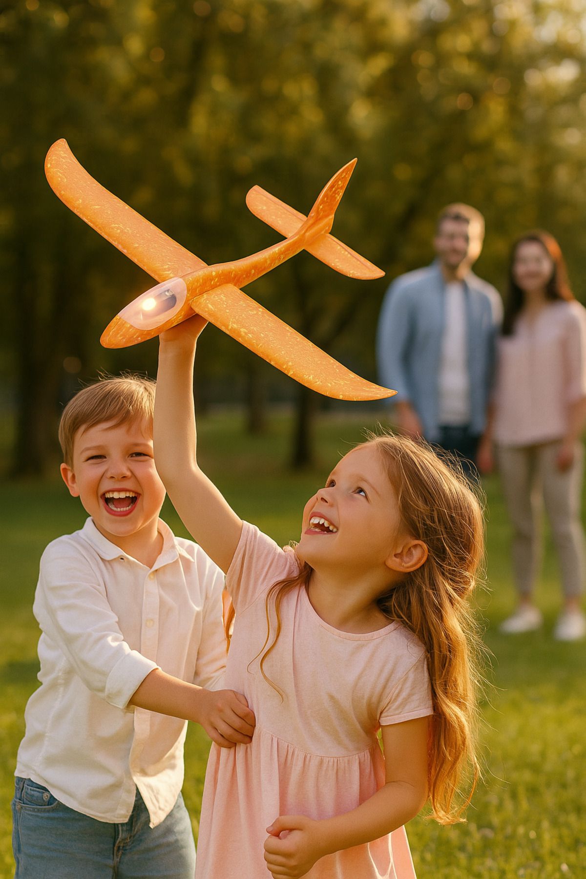 TOYFEST LED’li Işıklı Köpük Dev Fırlatma Uçak – 45 CM – Tekli Turuncu Model