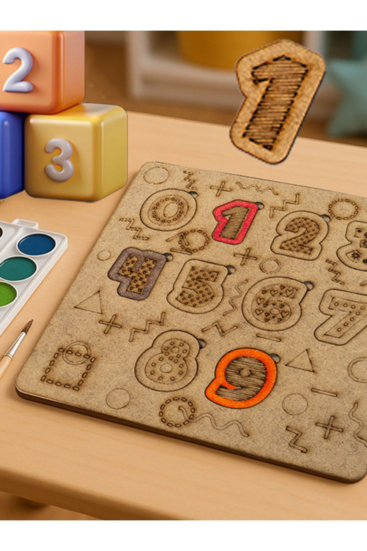 Premium Ant Sayılar Temalı Ahşap Boyanabilir Puzzle Aktivite Oyunu