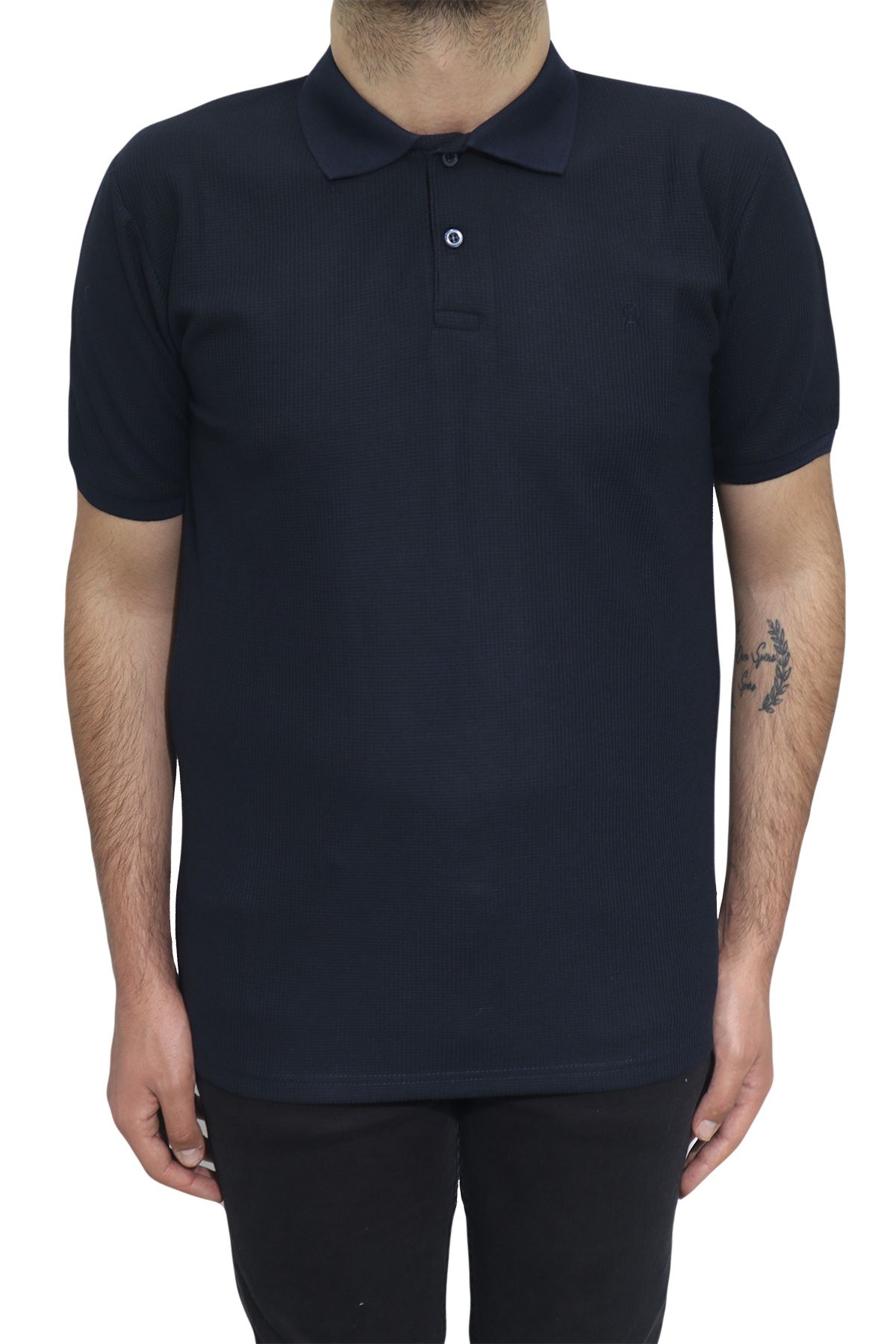 Özhürmet Triko Dmc Tekstil Erkek Lacivert Düz Spor Kesim Dar Kalıp Polo Yaka T-Shirt