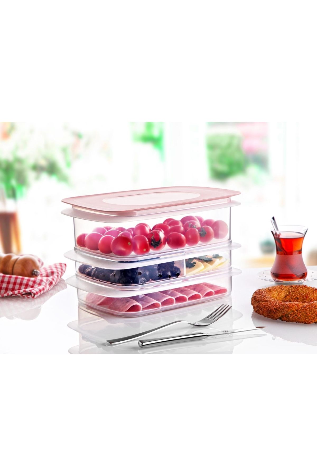 ELİFSU HOME 3 lü Katlı Saklama Organizer Set (2x 1,35+2,1 lt)