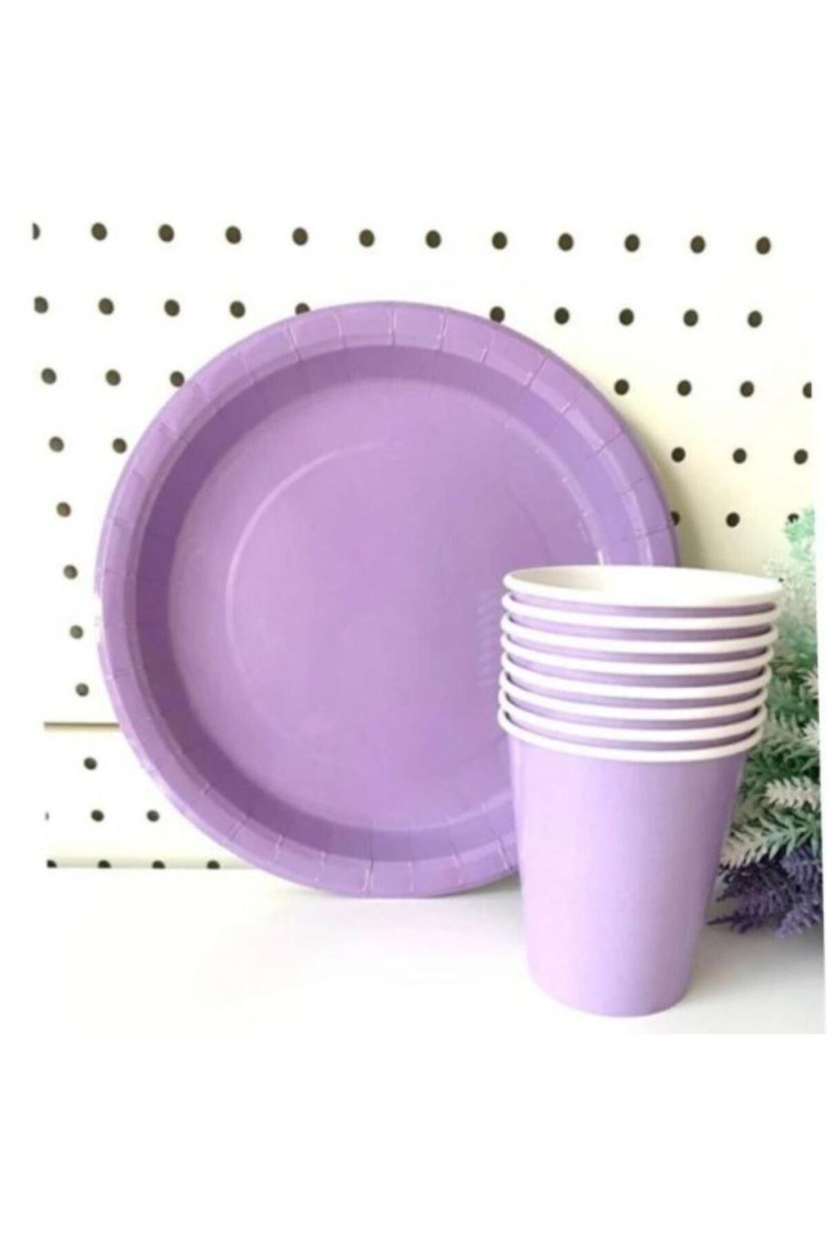 PartAntalya Lila Makaron Pastel Karton Tabak Bardak Set 8 Li Parti Malzemeleri
