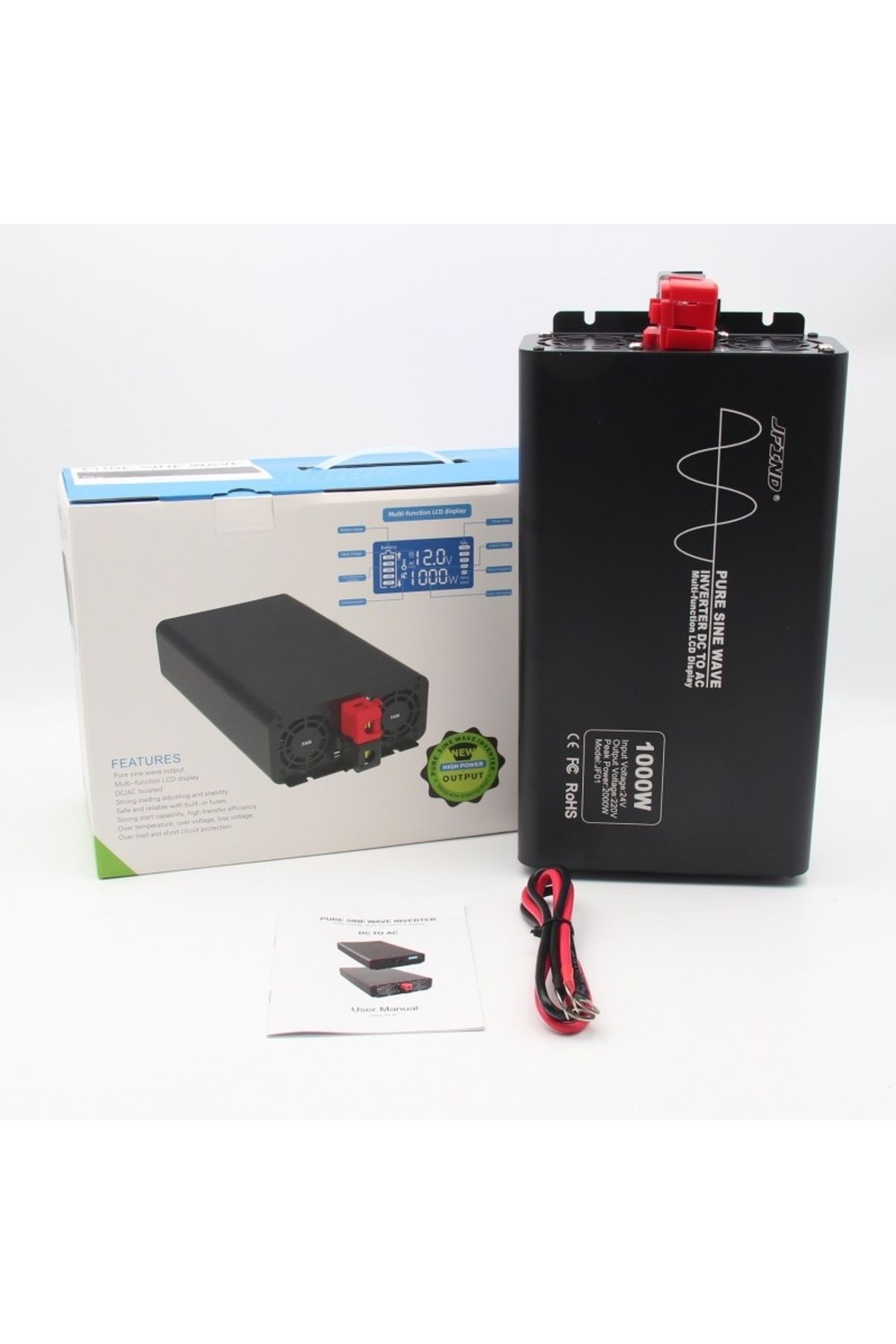 TECHSTAR-® Pure Sine Wave Power Inverter, Dc 24v To Ac 220v, Lcd Display, 1000w, Suitable For Caravan 7