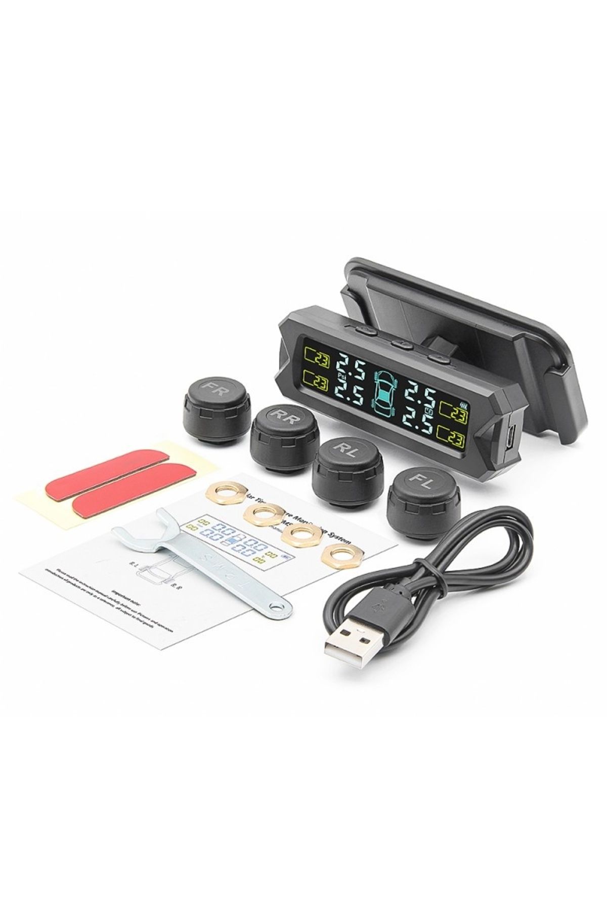 TECHSTAR-® Tire Pressure Monitoring System Tpms, Solar Charging, 4 External Sensors, Lcd Display 7