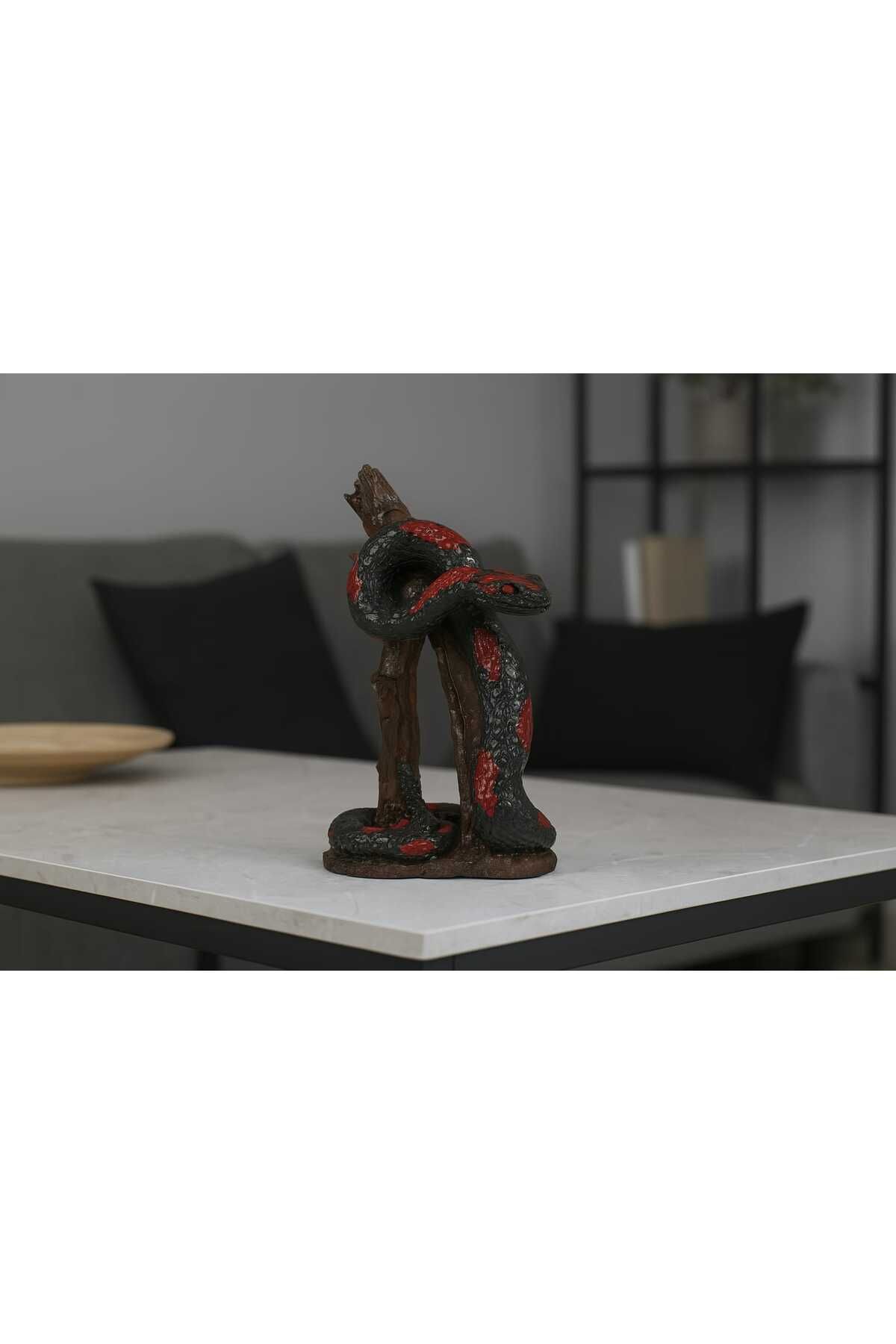 İLKEV DEKORASYON DALA SARILI YILAN BİBLO / HEYKEL (38x16cm)