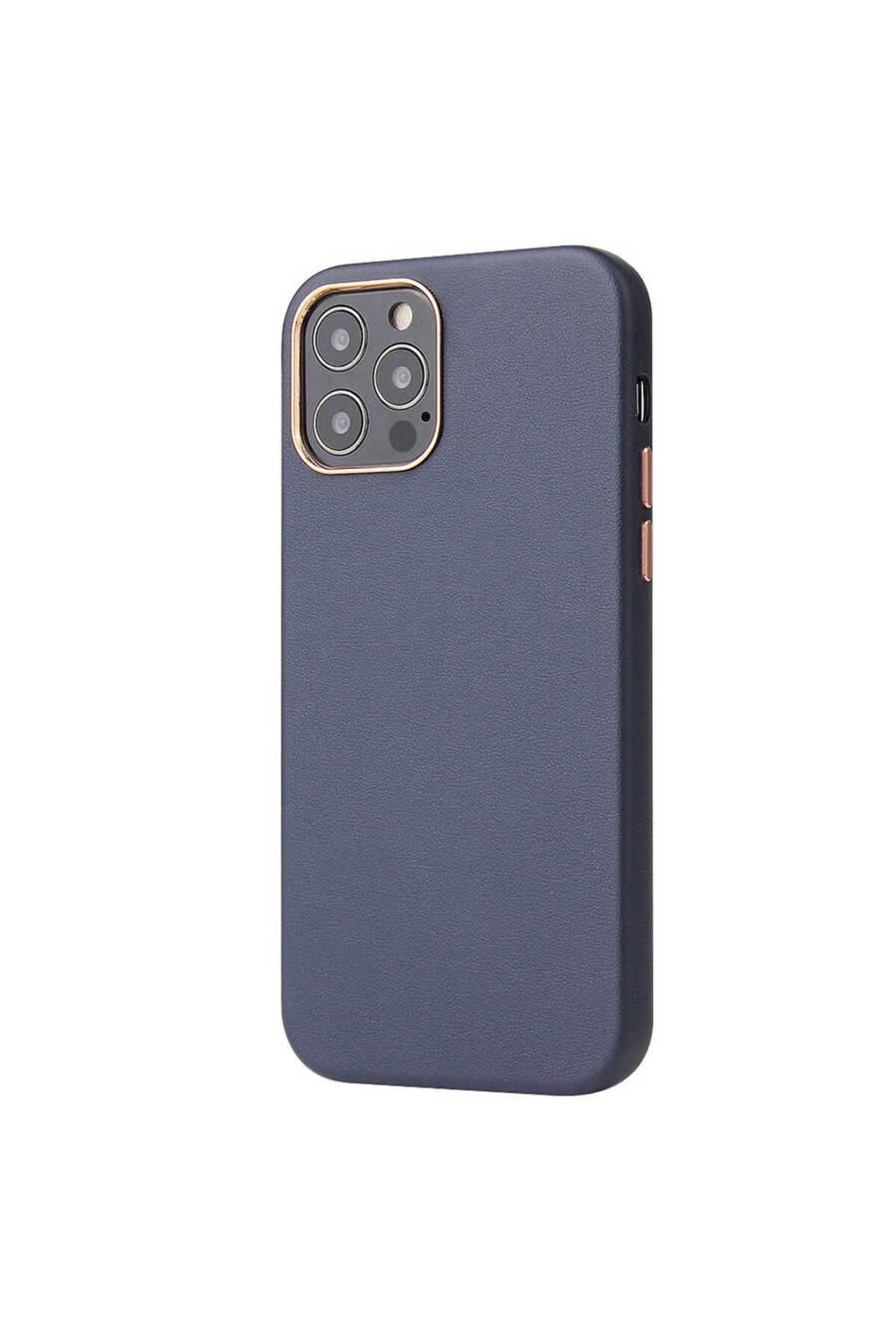 halkhouse İphone 12 Pro Kılıf Deri Görünümlü İz Yapmaz Slim Fit Şık Lüks Eyzi Kapak