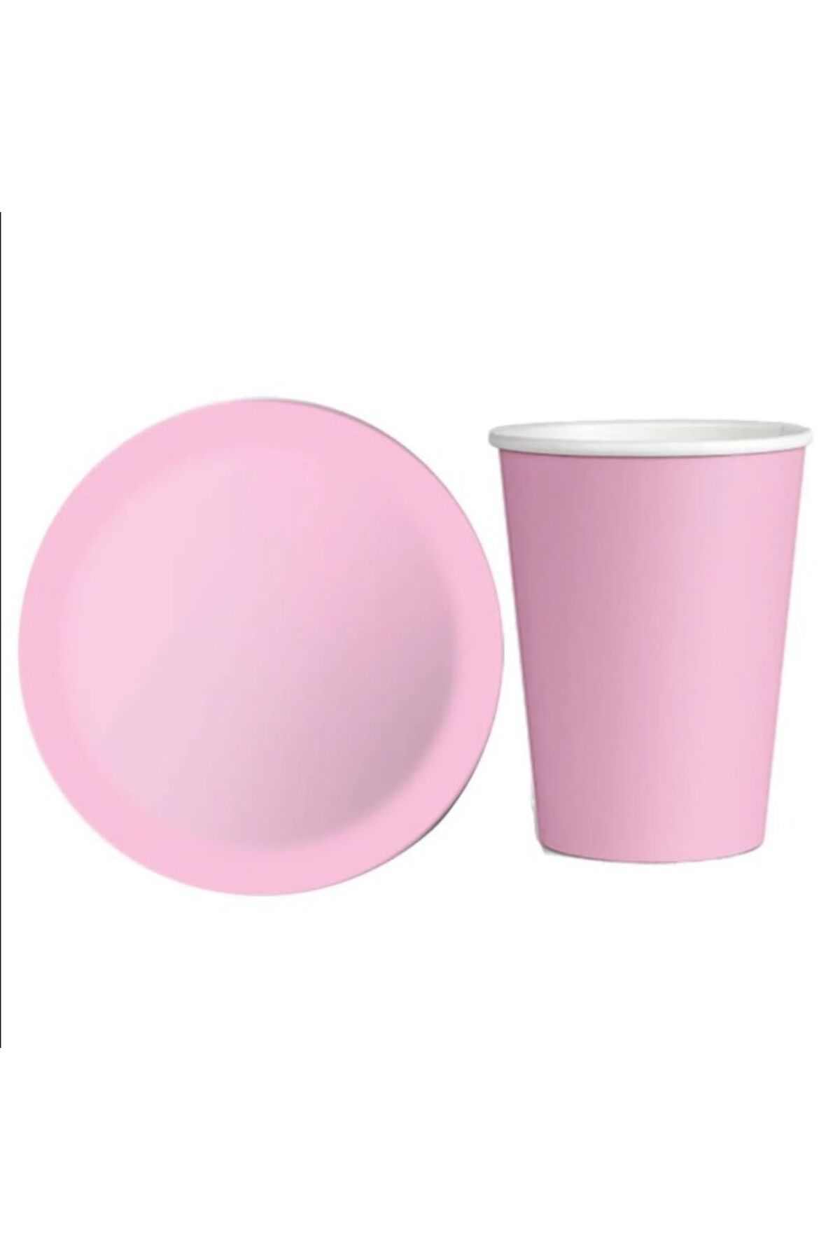 PartAntalya Pembe Makaron Pastel Karton Tabak Bardak Set 8 Li Parti Malzemeleri