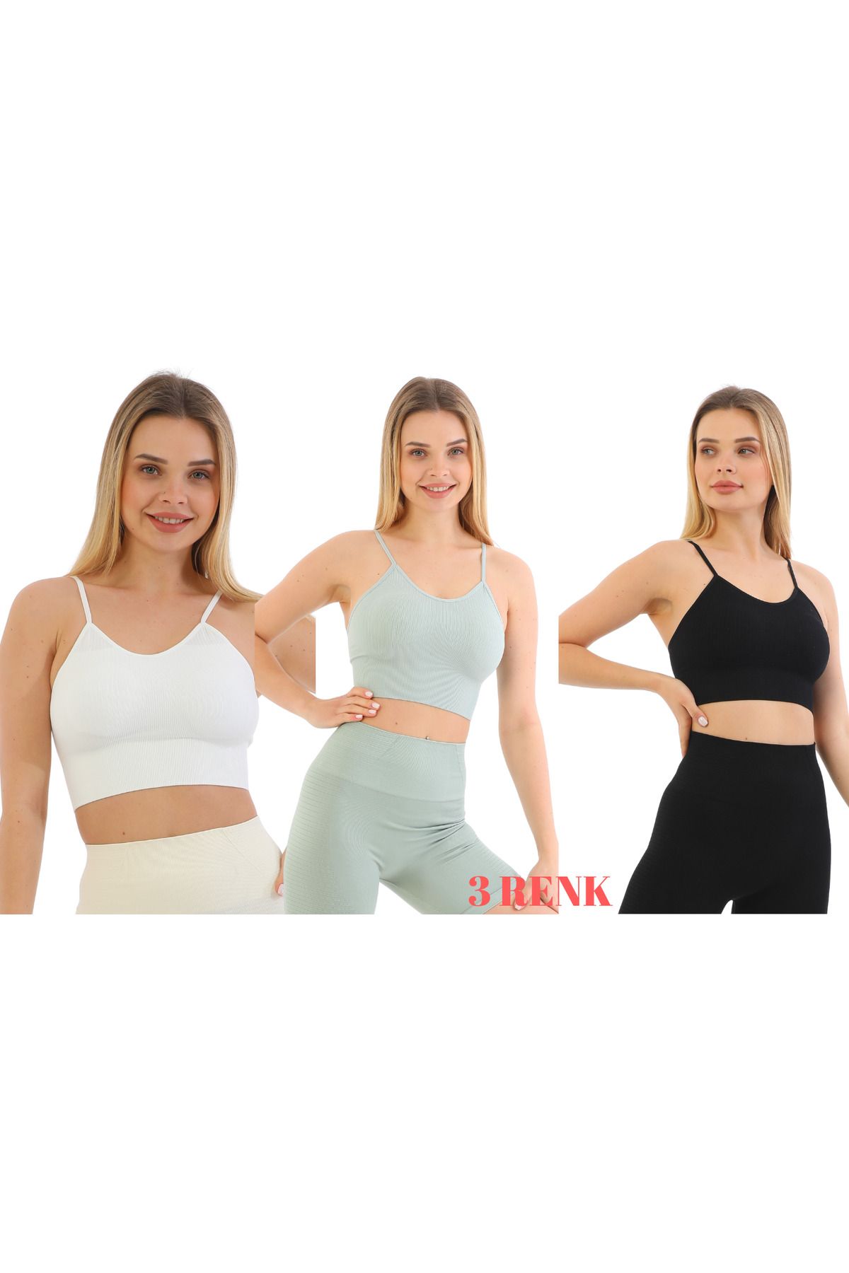 murays form angel 3 lü kadın ip askılı pedli crop büstiyer