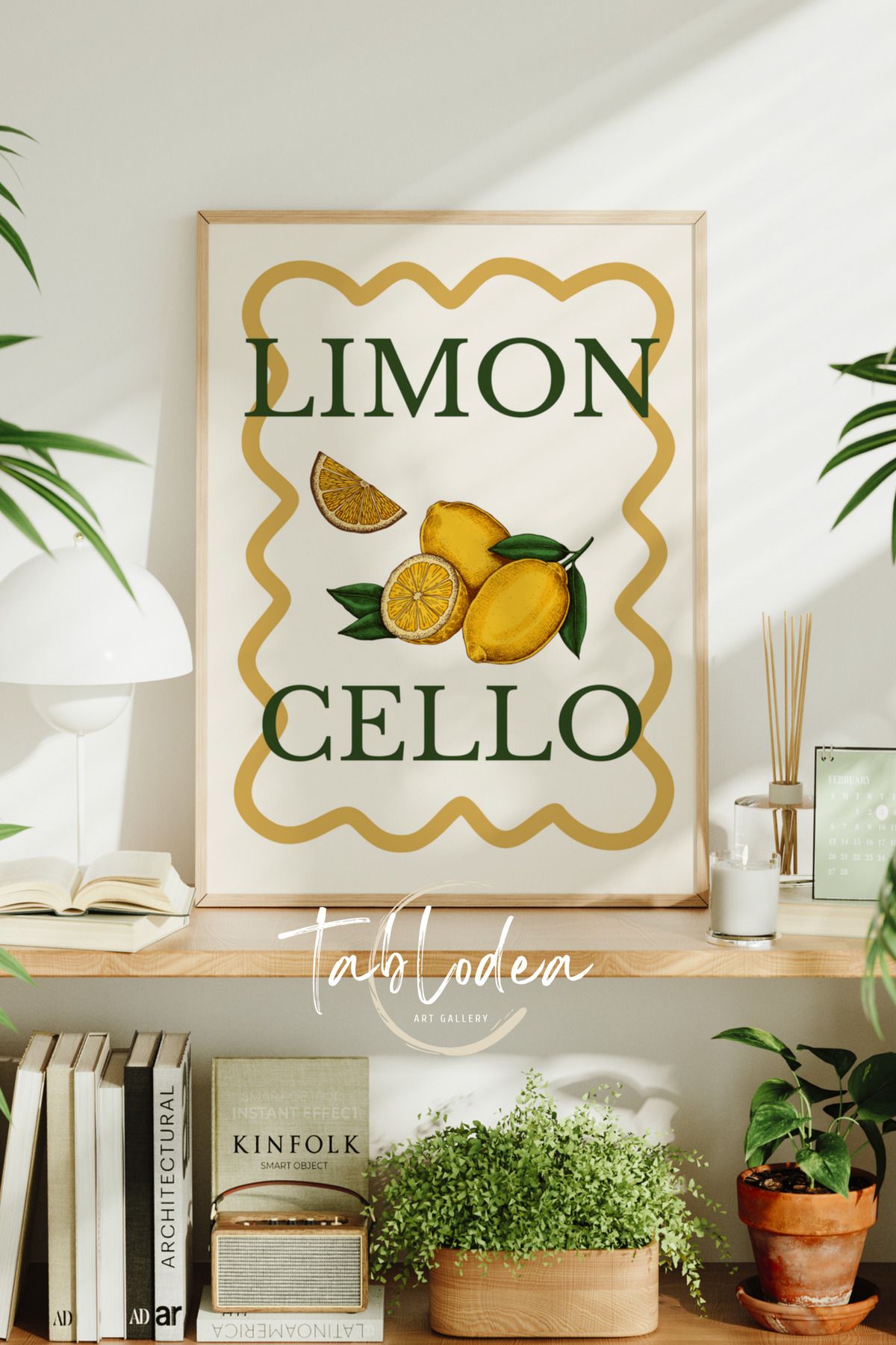 tablodea Minimalist Limon Desenli Mutfak Dekoru Çerçeveli Poster Tablo TD Modern Dekoratif Mutfak Tablosu
