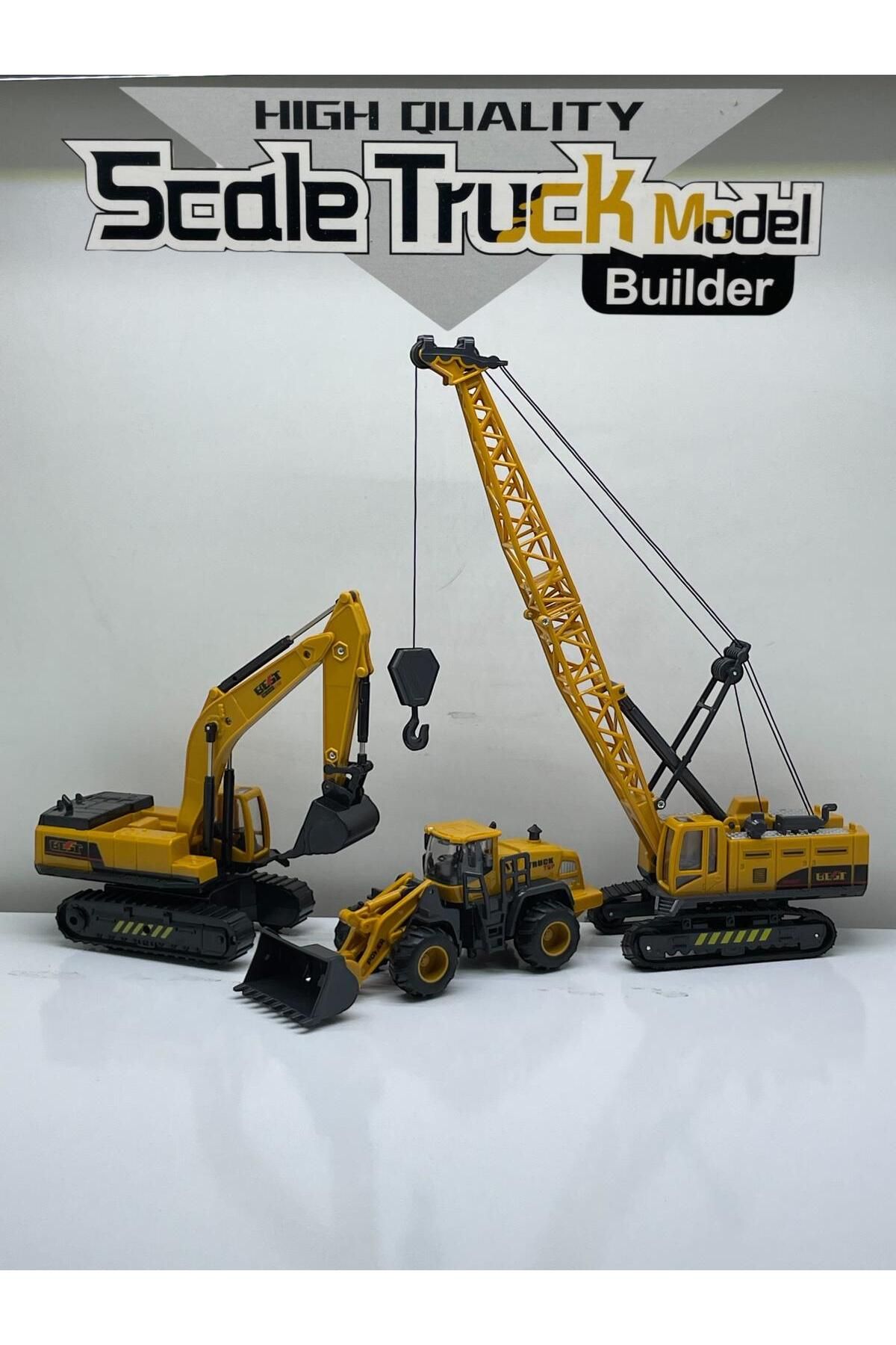 SCOWETTO Eğitici İş Makineleri Vinç Dozer Kepçe 3 Lü set Oyuncak