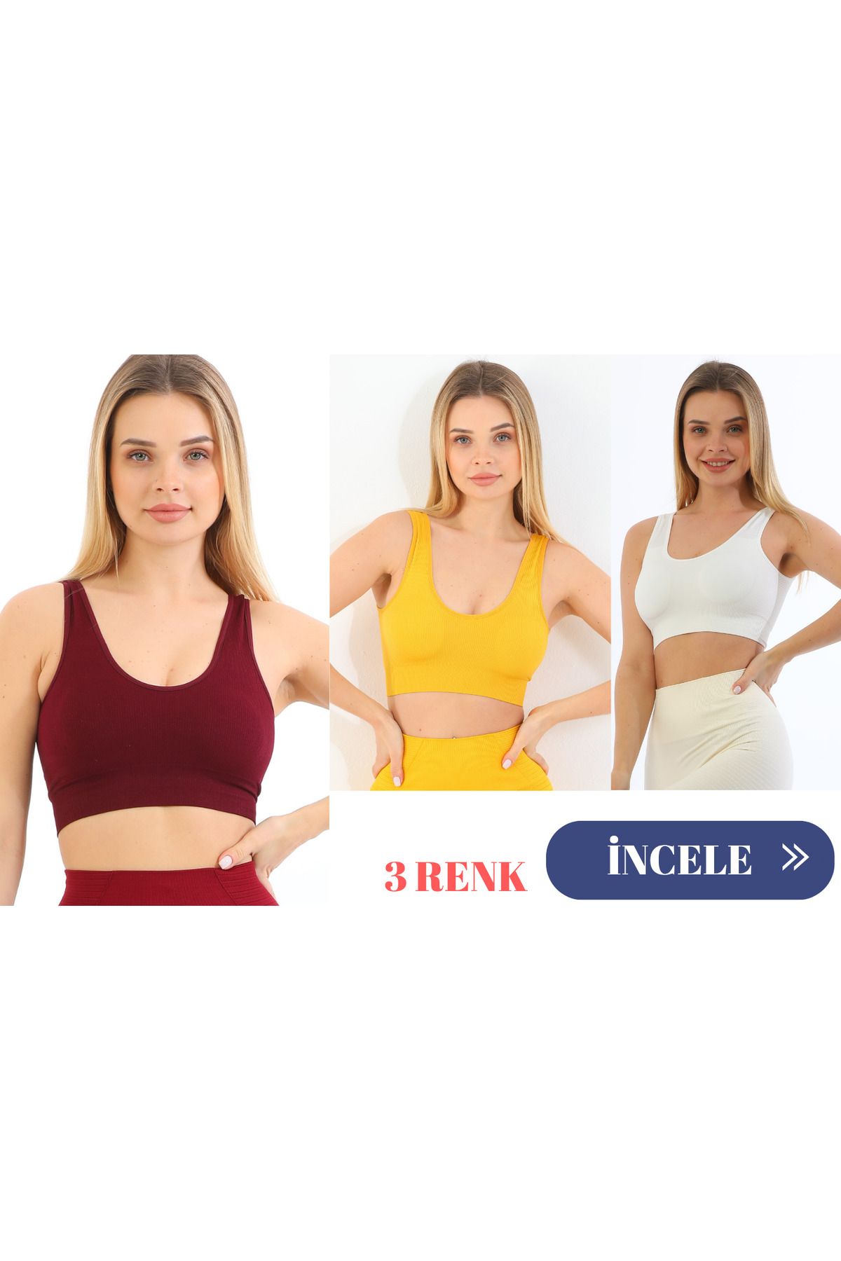 murays form angel 3 lü kadın kalın askılı pedli crop büstiyer