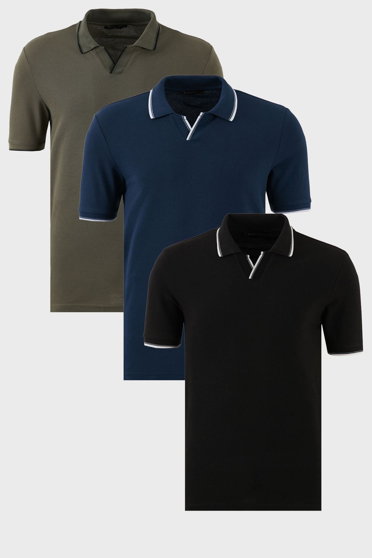 Buratti Pamuklu Regular Fit Şerit Detaylı 3'lü Paket Polo Yaka T Shirt Erkek POLO YAKA T SHİRT 59029