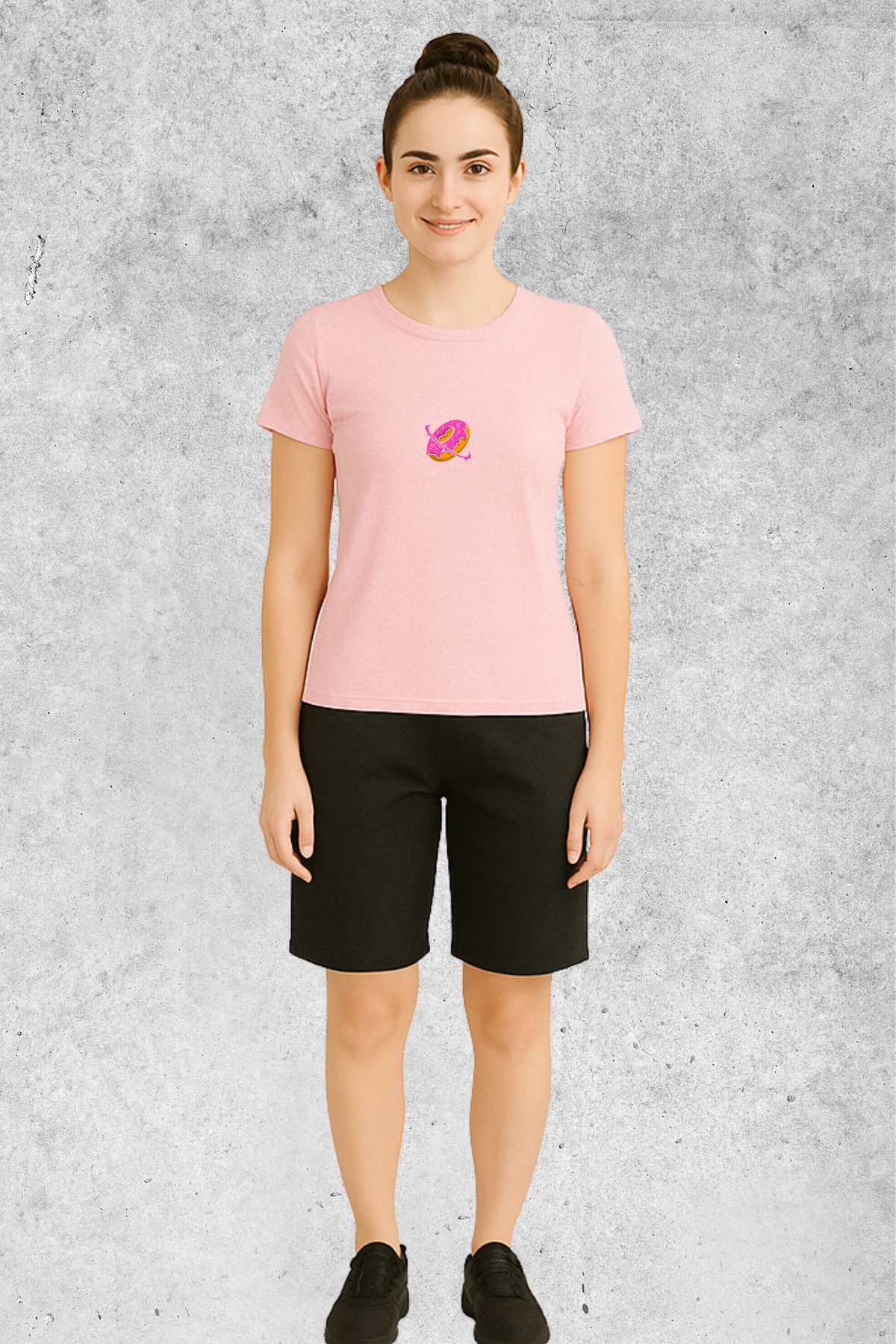 MOLICO BASİC unisex sıfır yaka kısa kollu DONUT baskılı TSHİRT