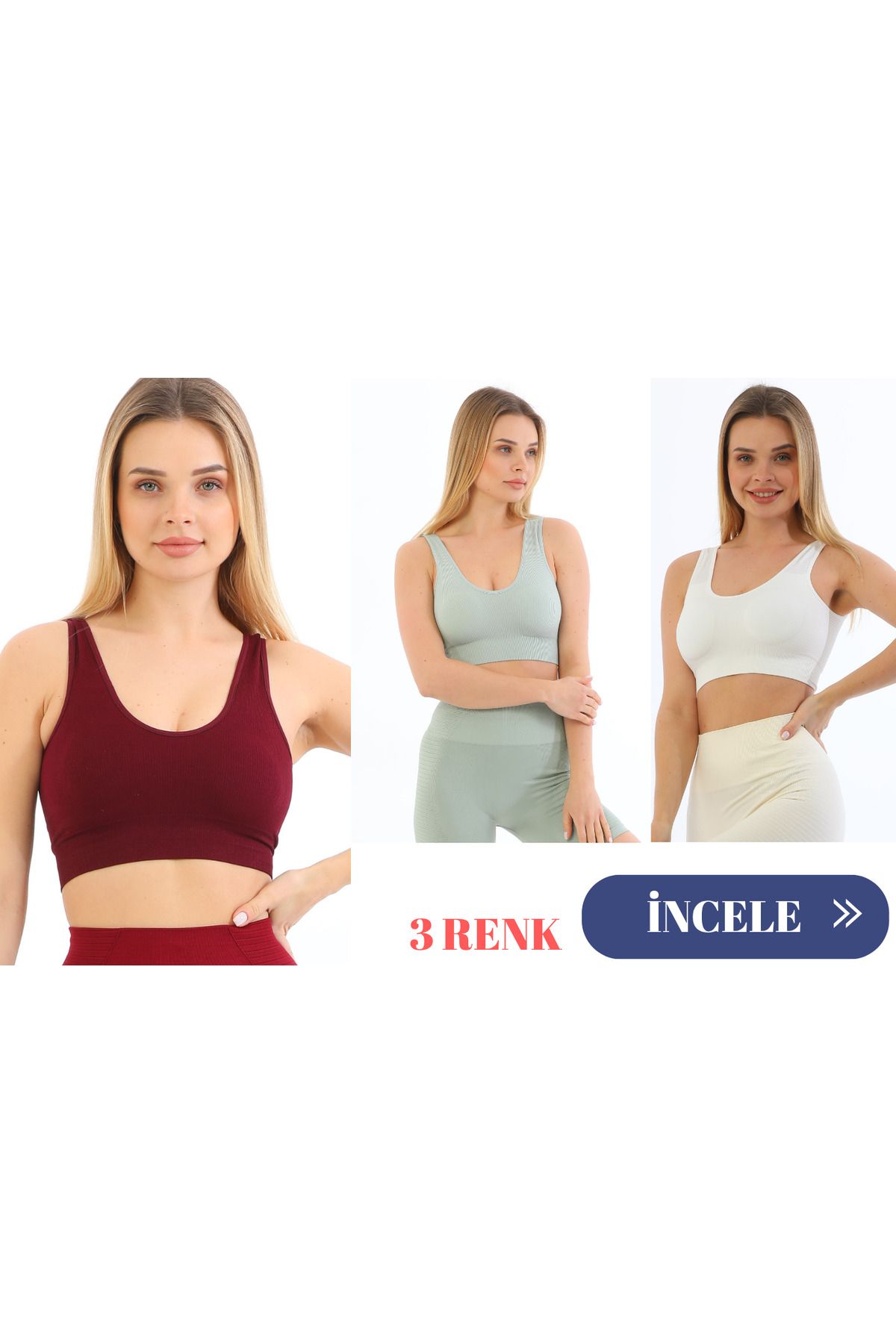 murays form angel 3 lü kadın kalın askılı pedli crop büstiyer