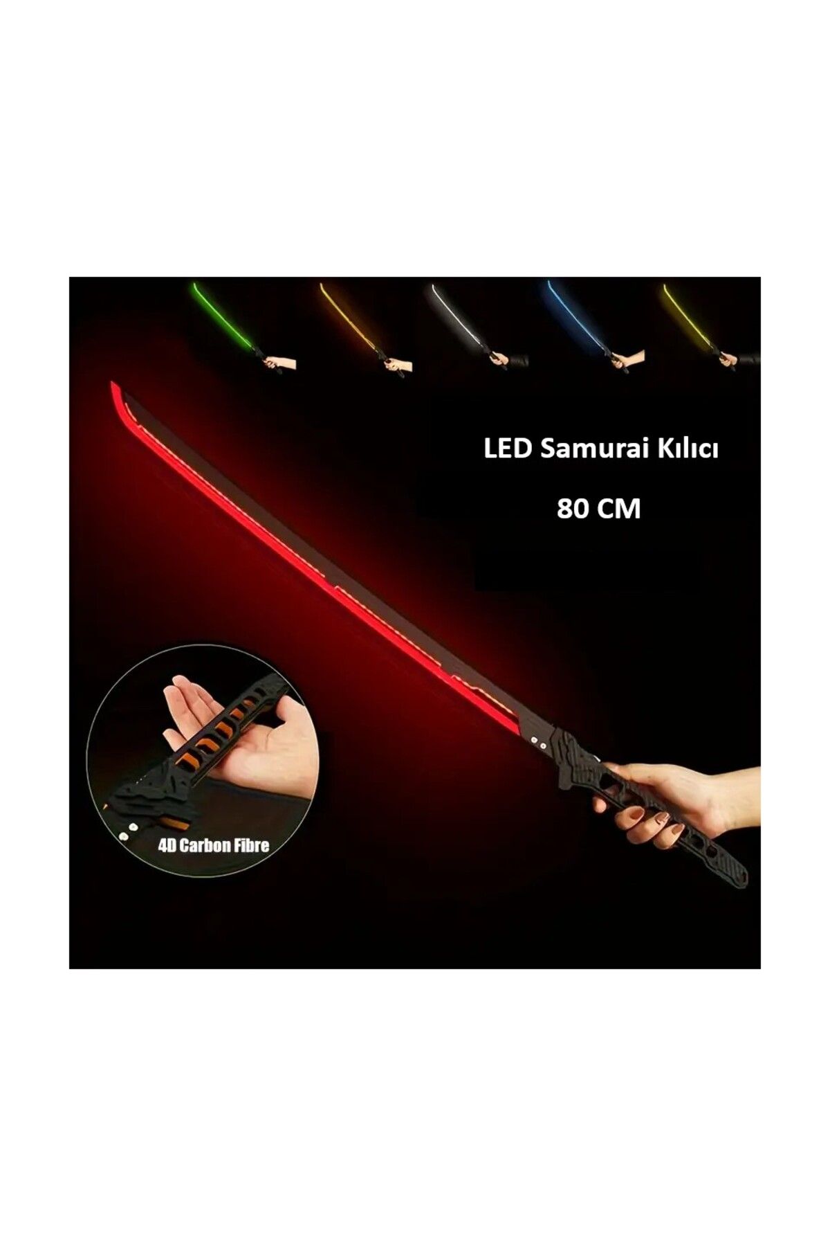 Bidolu Sepet AVM Japon Kılıcı Işıklı Katana Oyuncak Kılıç Ledli Katana Samuray Kılıcı Figürü Dev Boy 82 cm