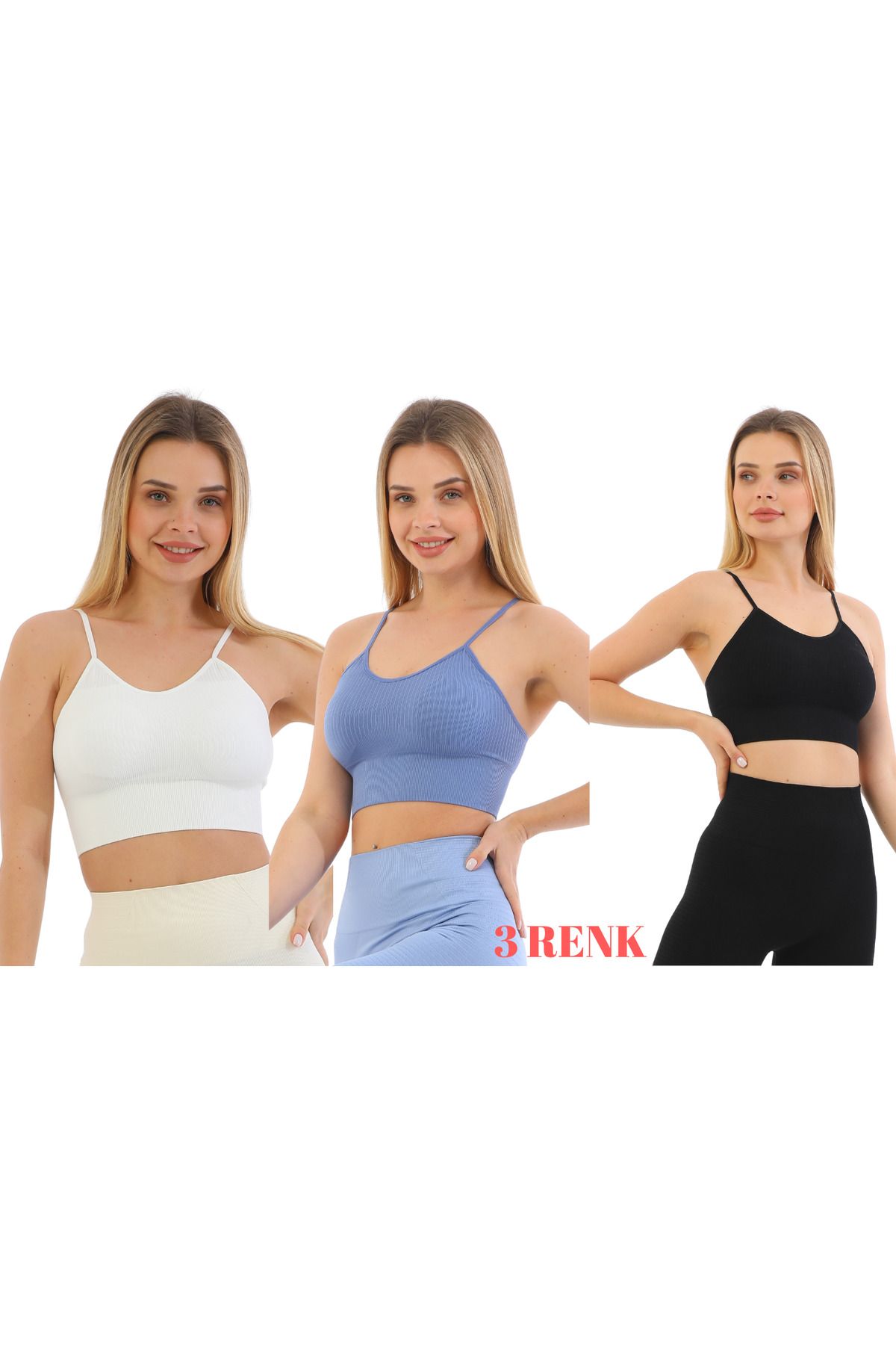 murays form angel 3 lü kadın ip askılı pedli crop büstiyer