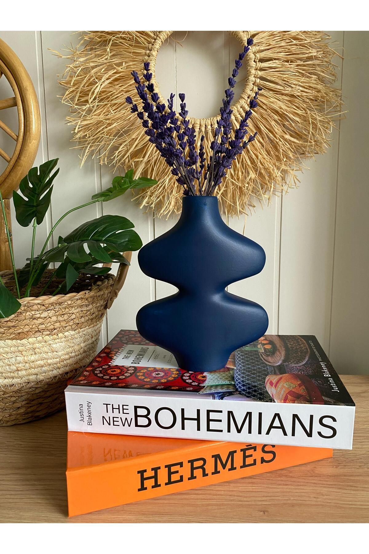 Porselian Kelebek Model Alçı Vazo 18,5x15,5 Bohem Vazo