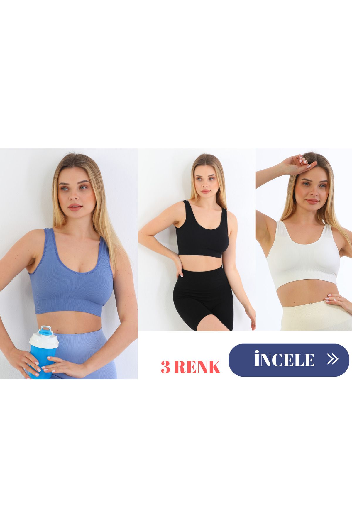 murays form angel 3 lü kadın kalın askılı pedli crop büstiyer