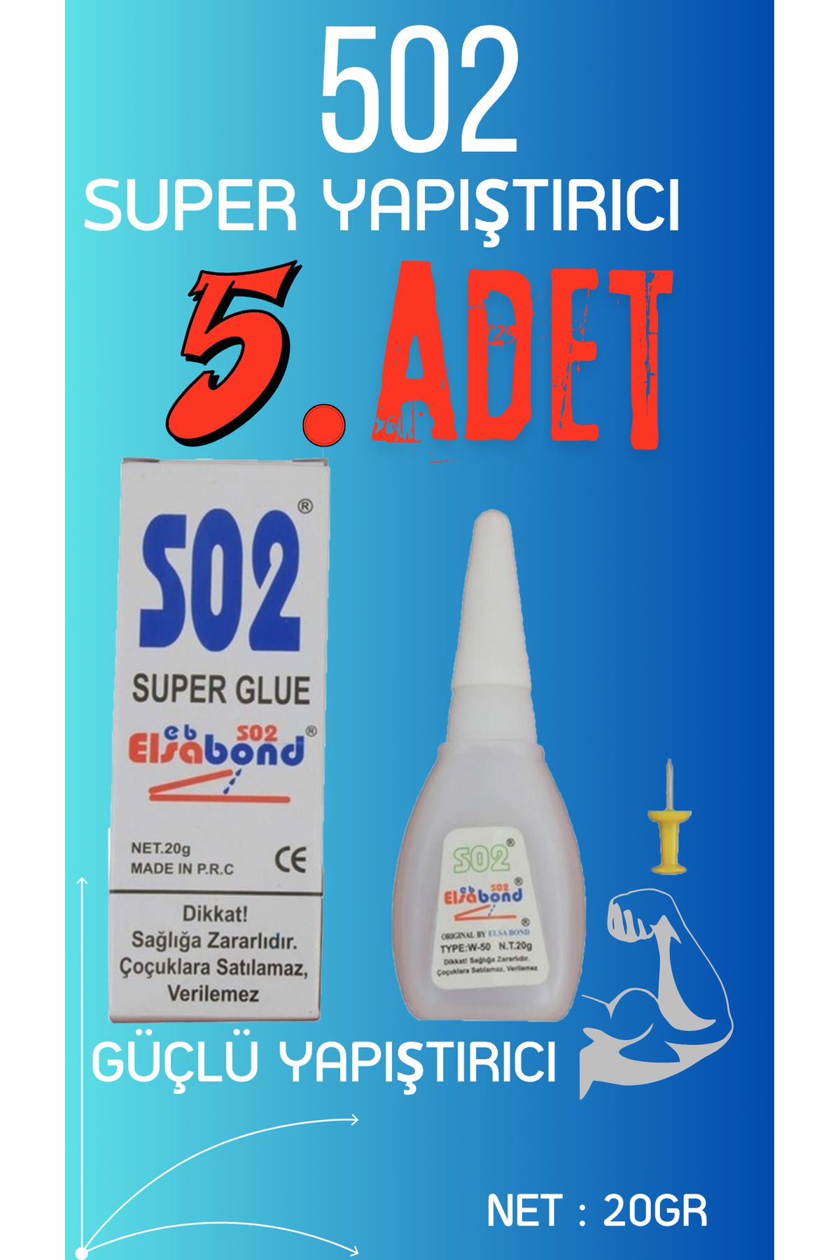 KANDİLLER 502 Japon Yapıştırıcı 5 Adet 20 gr Hızlı Yapıştırıcı Evobond 502 Süper Yapıştırrıcı Seramik