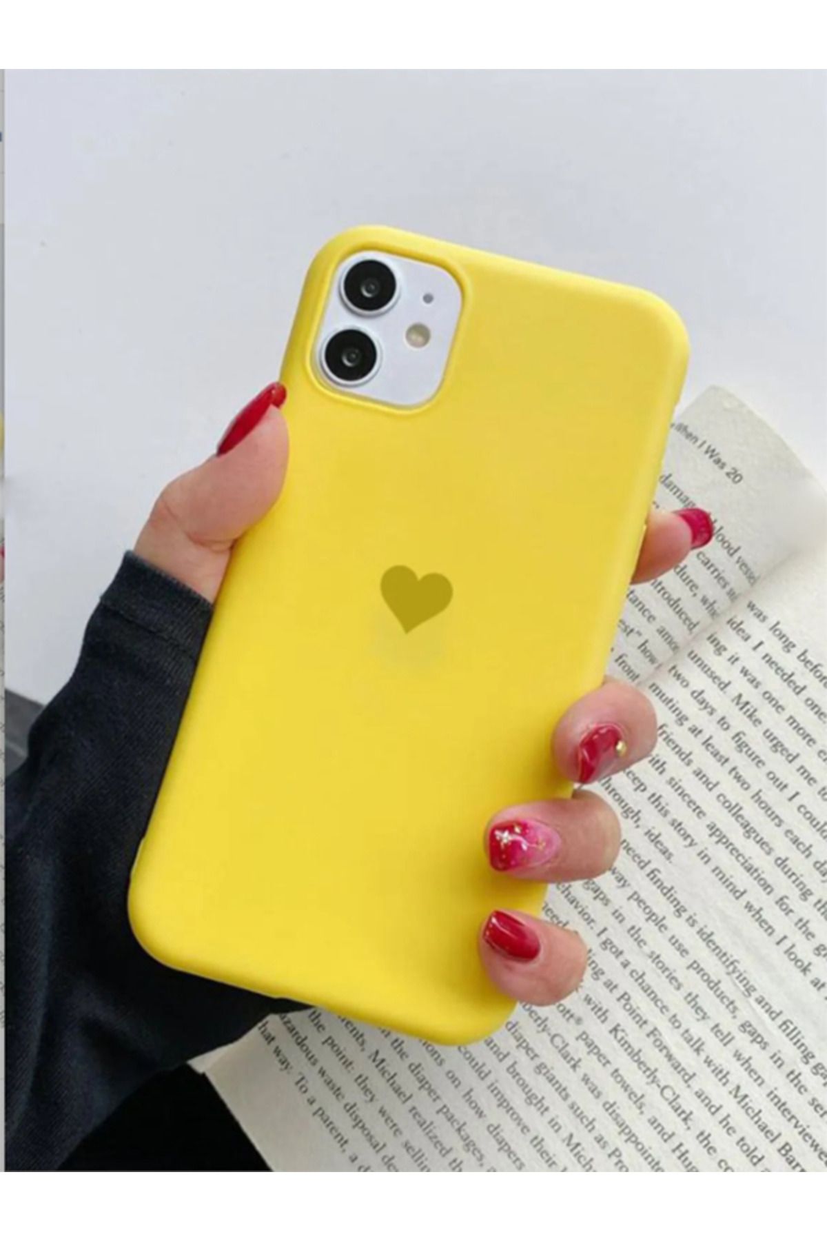 EXS Aksesuar Iphone 11 Sarı Kalp Uyumlu Içi Kadife Lansman Silikon Kılıf Kapak