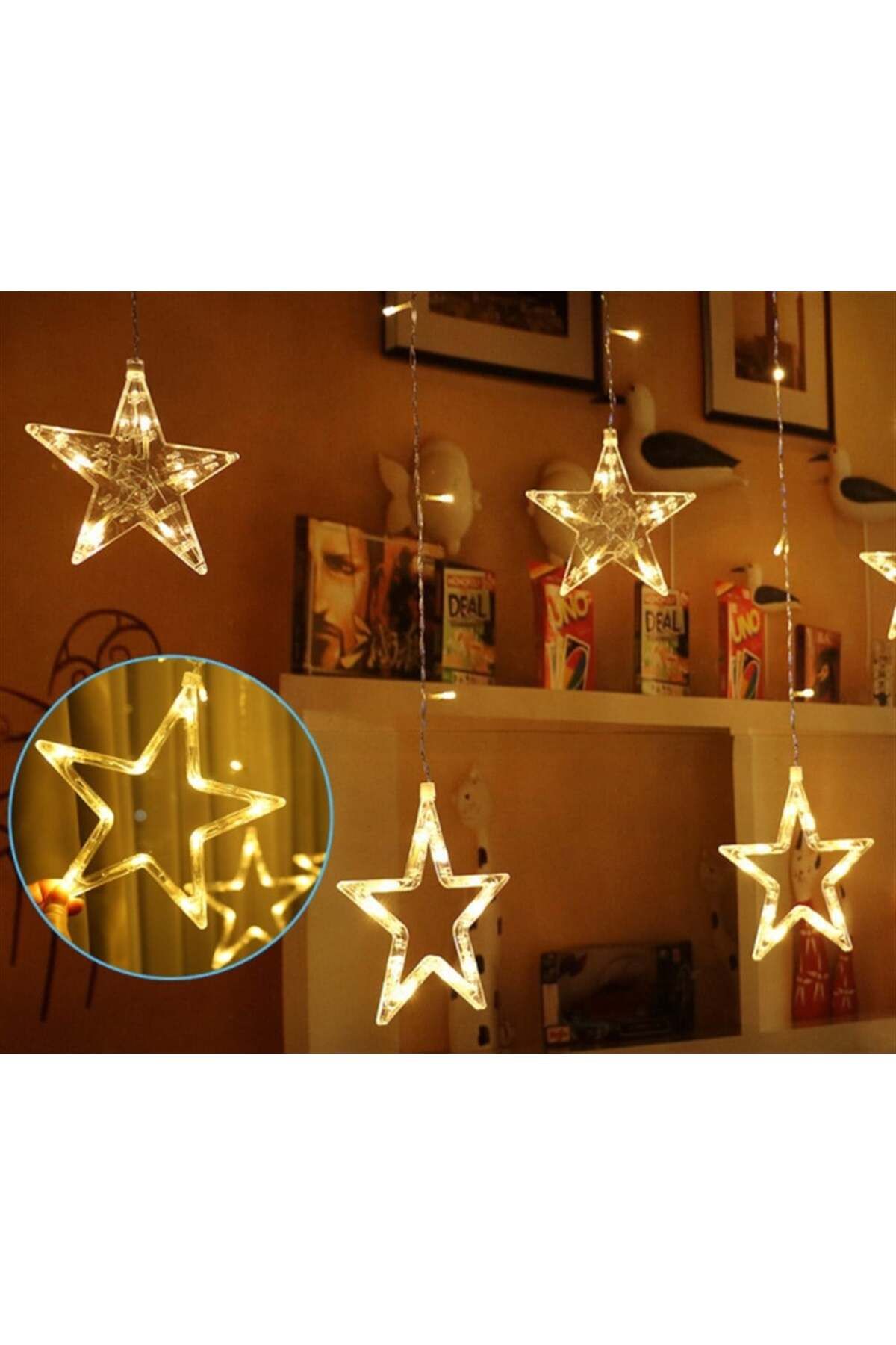 shop Dekoratif Saçaklı Kablo Yıldızlı Perde Led