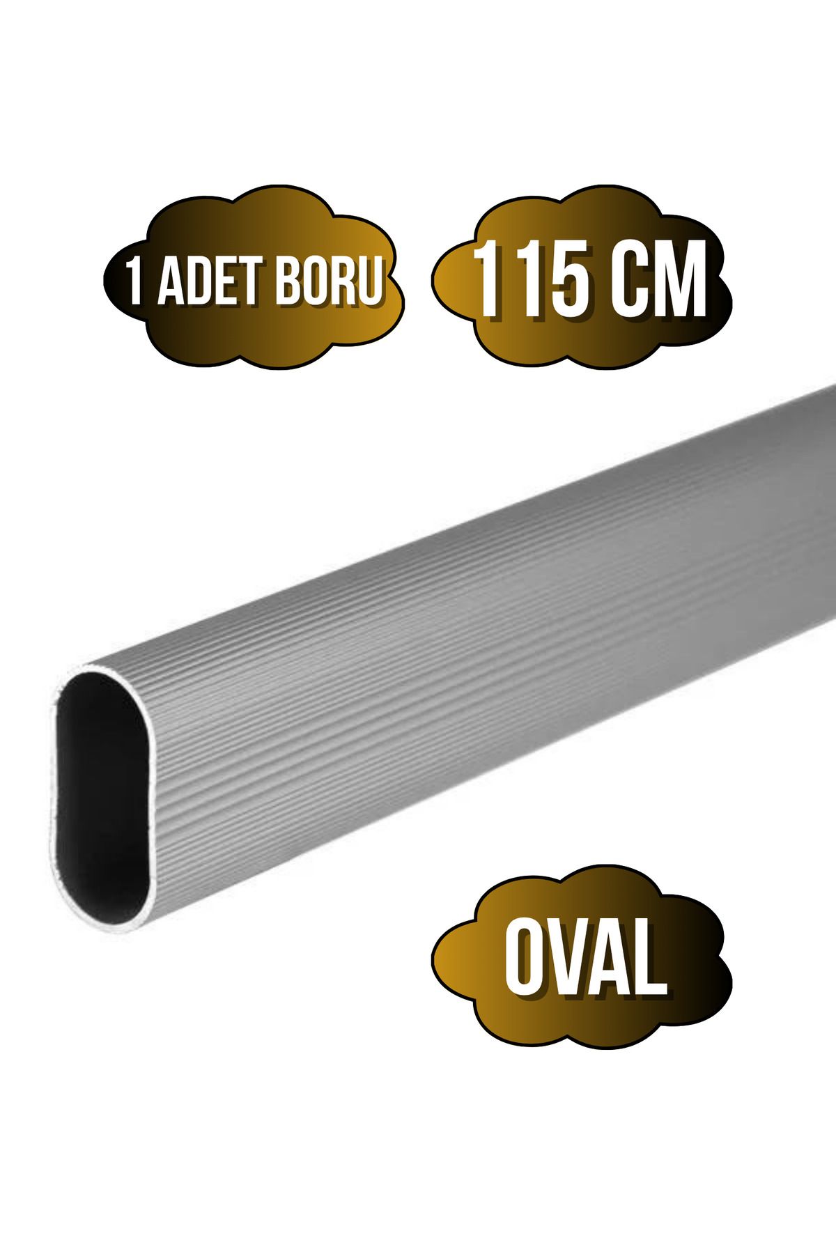 DSYapıAksesuar Alüminyum Oval Askı Borusu Mobilya Askı Borusu(ALÜMİNYUM)(OVAL)(115CM)(1 ADET)(EN:15MM BOY:25MM)