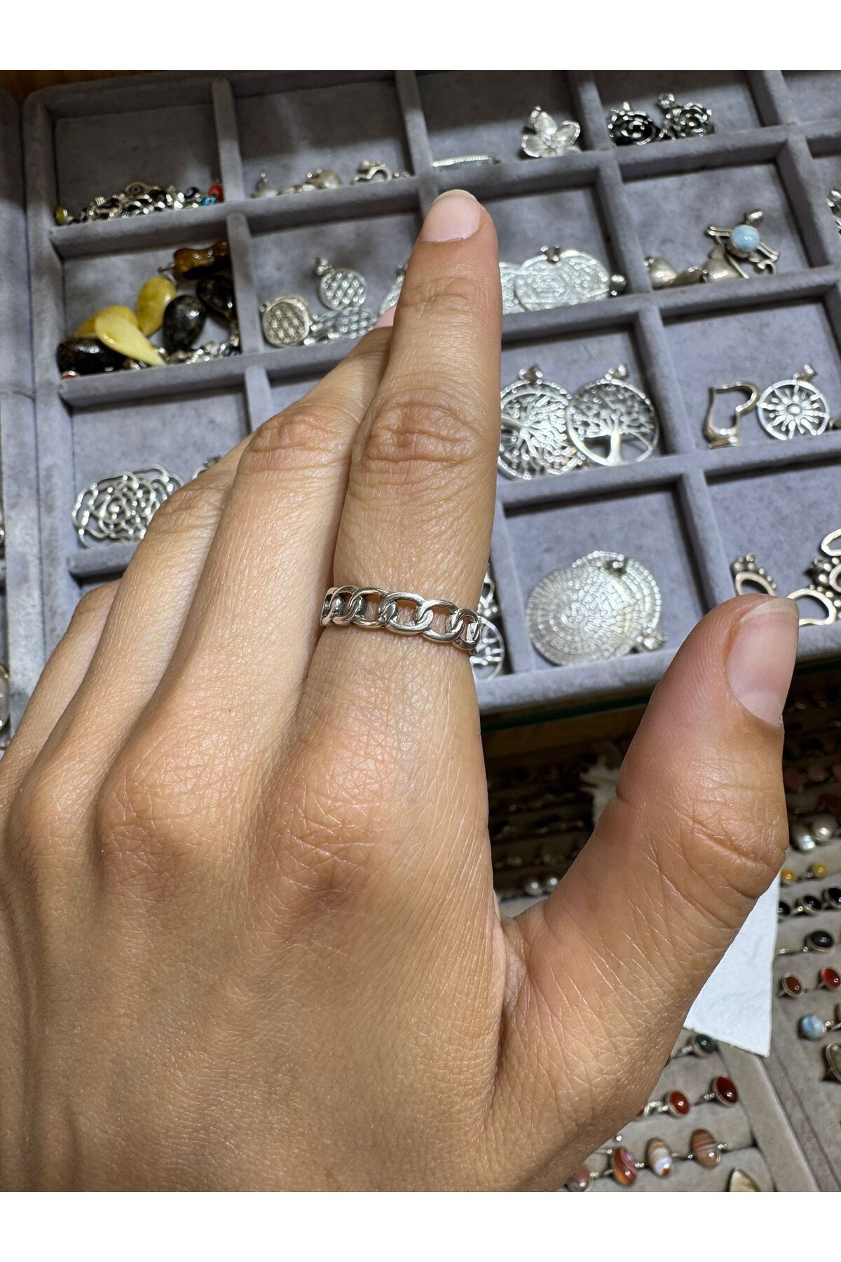hayaltasari ZİNCİR MODEL TASARIMLI GÜMÜŞ YÜZÜK