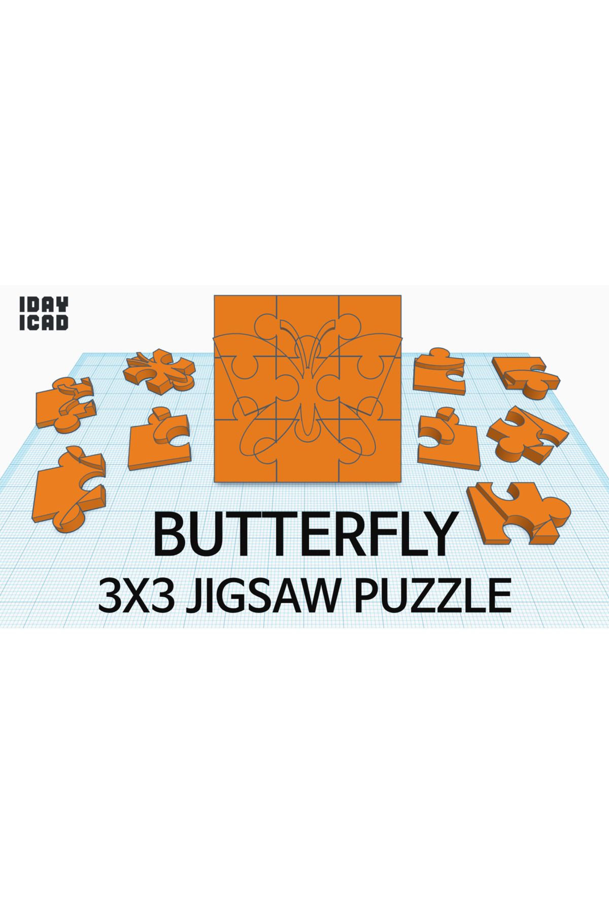 Vision Craft [1day_1cad] 3x3 Jigsaw Bulmaca Kelebek