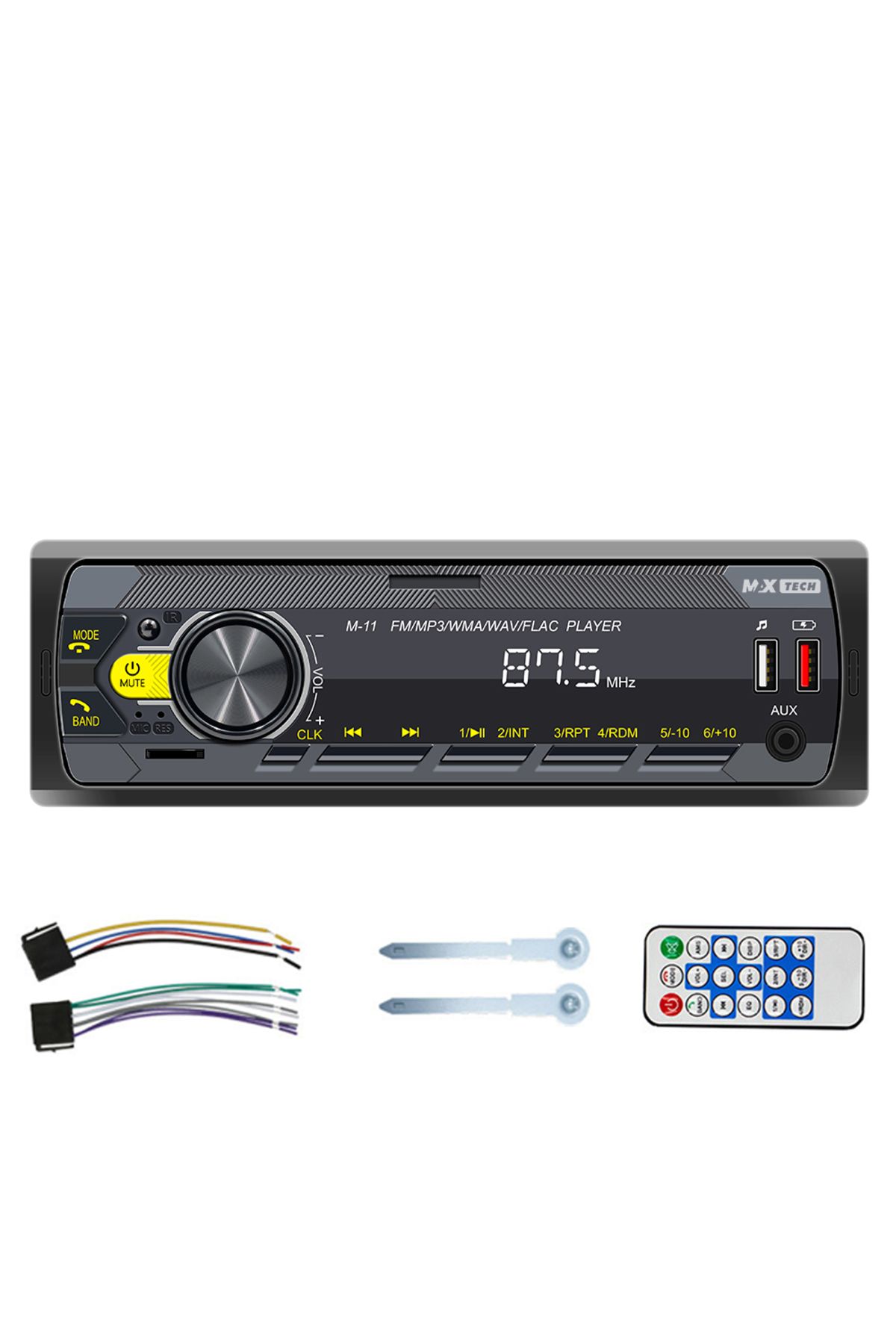 MaxTech-Radio mp3 Player, Car Cassette Player with Remote Control 1 Din, Bluetooth Functions, CardSD, 2x USB, Auxiliary 1