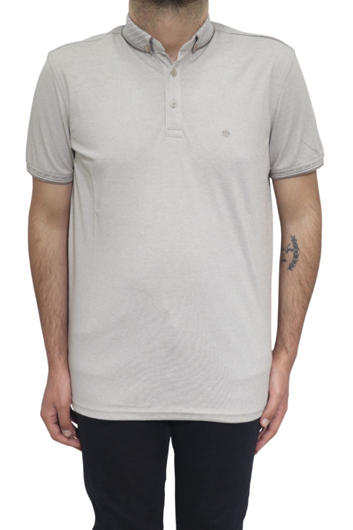Özhürmet Triko Dmc Tekstil Erkek Açık Kahve Düz Spor Kesim Normal Kalıp Polo Yaka T-Shirt