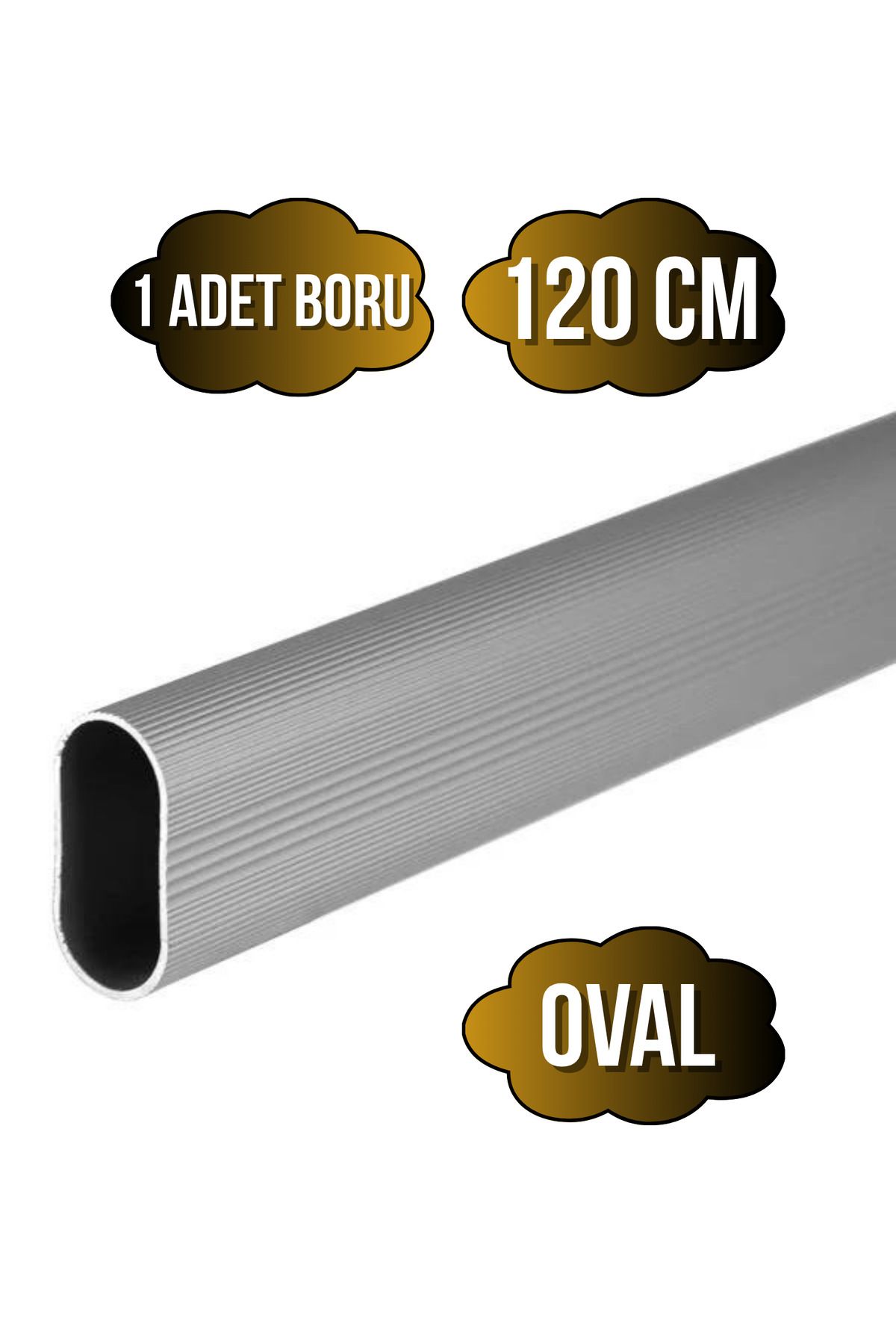 DSYapıAksesuar Alüminyum Oval Askı Borusu Mobilya Askı Borusu(ALÜMİNYUM)(OVAL)(120CM)(1 ADET)(EN:15MM BOY:25MM)