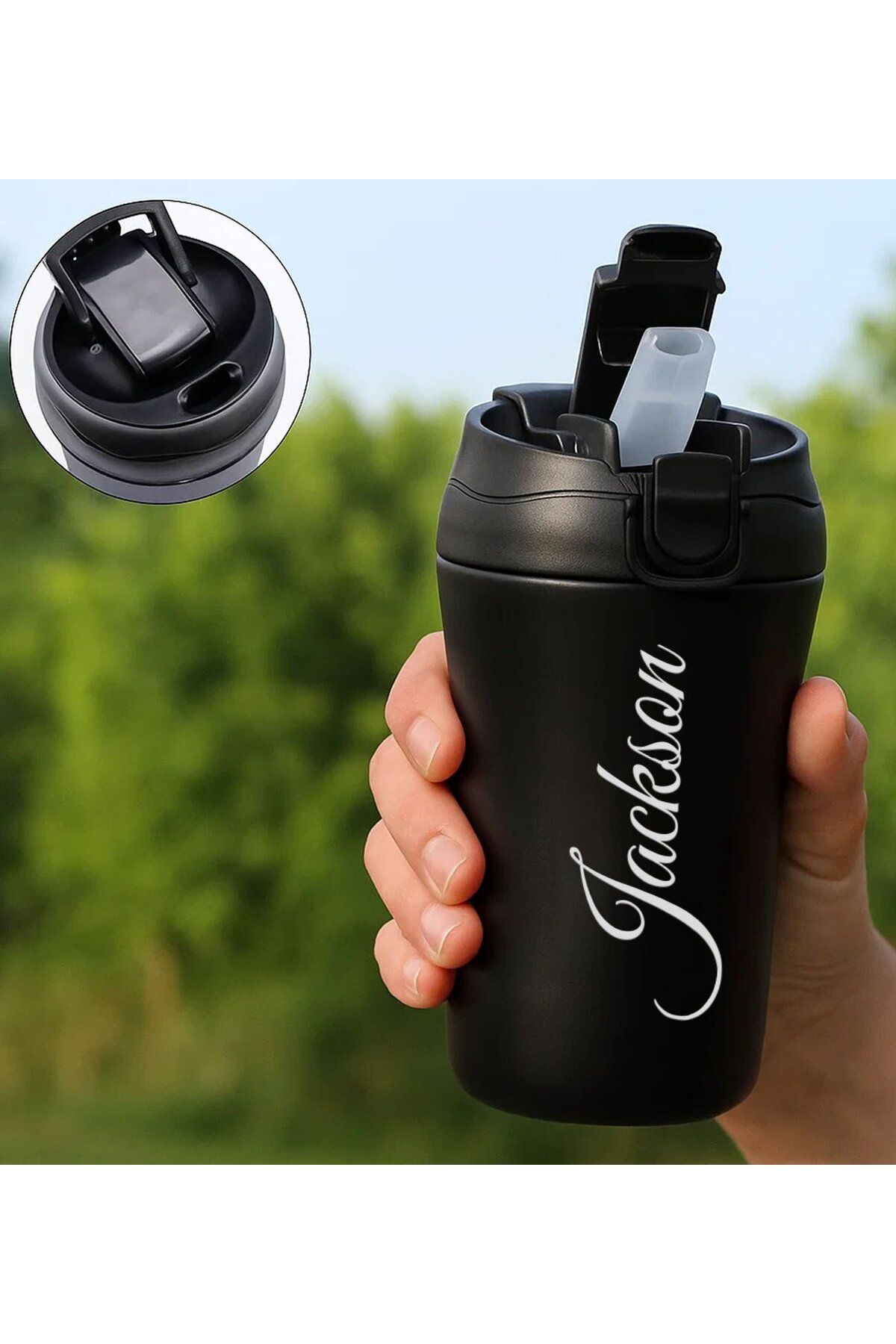 Bk Gift Kişiye Özel İsimli Pipetli Çelik Termos 400ML, Arkadaşa Hediye, Sevgiliye Hediye, Yeni İş He