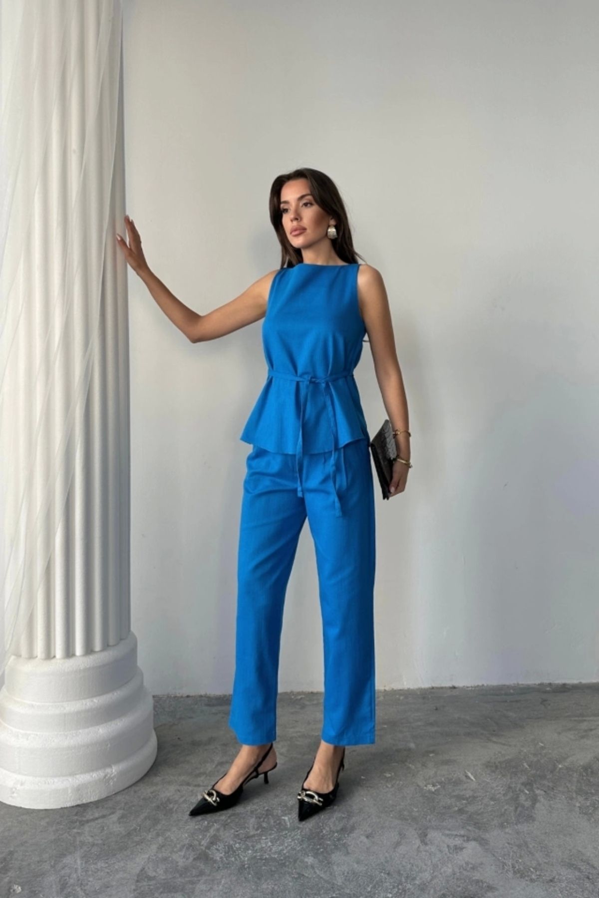 Silerra KETEN BLUZ - PANTOLON TAKIM MASSİMO MODEL SCREAT KUMAŞ - Saks