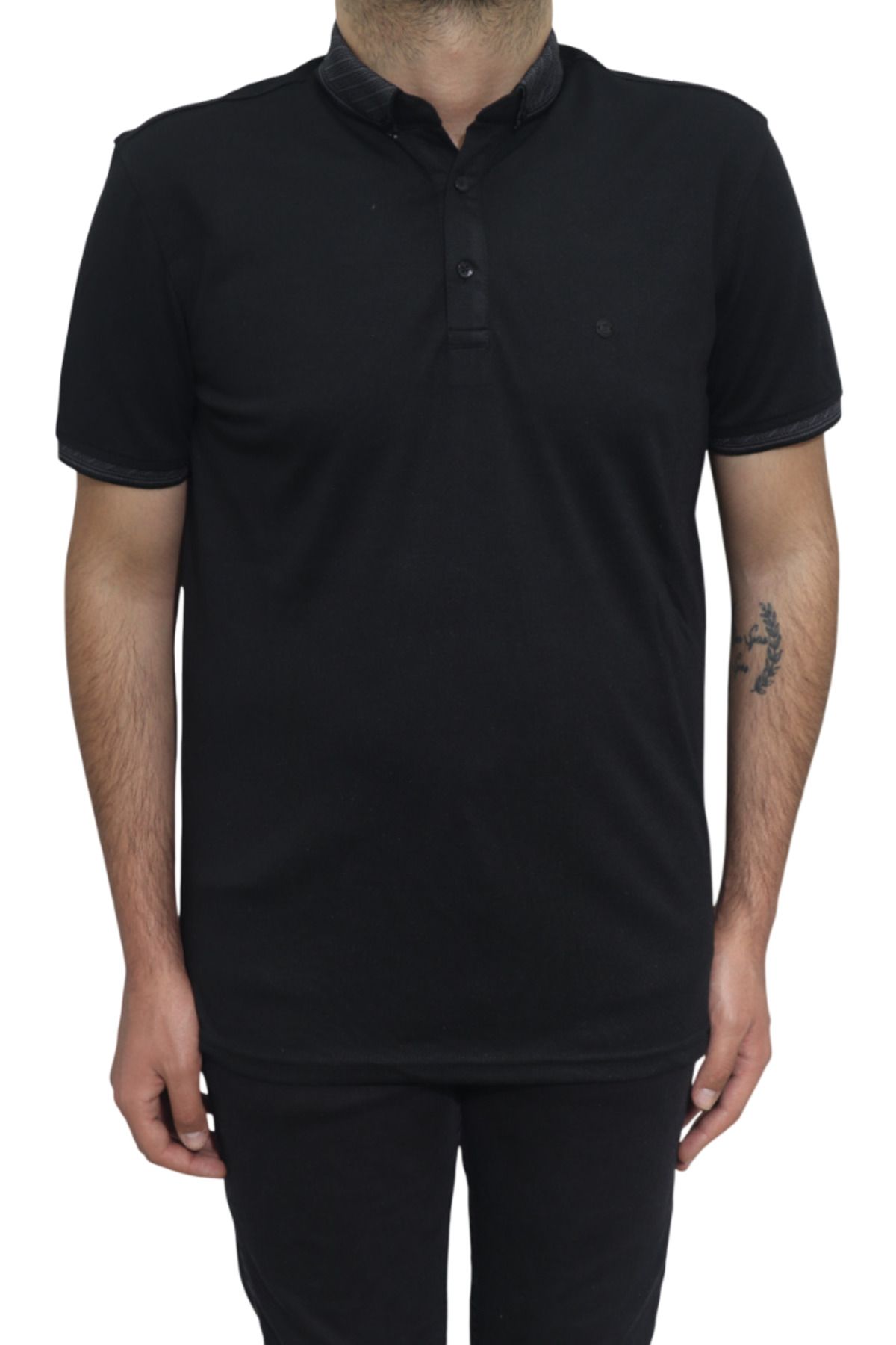 Özhürmet Triko Dmc Tekstil Erkek Siyah Düz Spor Kesim Normal Kalıp Polo Yaka T-Shirt