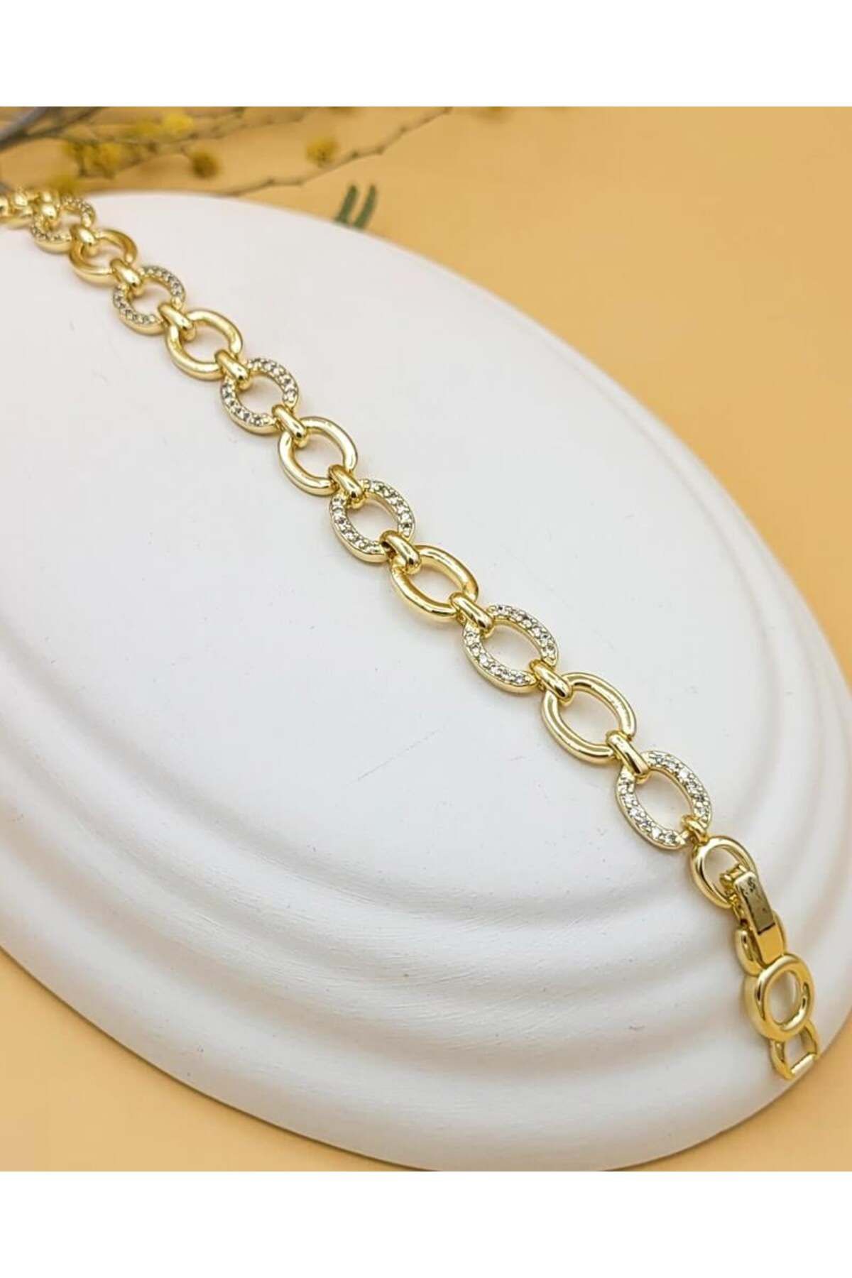 Nevoka Zirkon Taşlı Oval Model Kuyum Model Bileklik