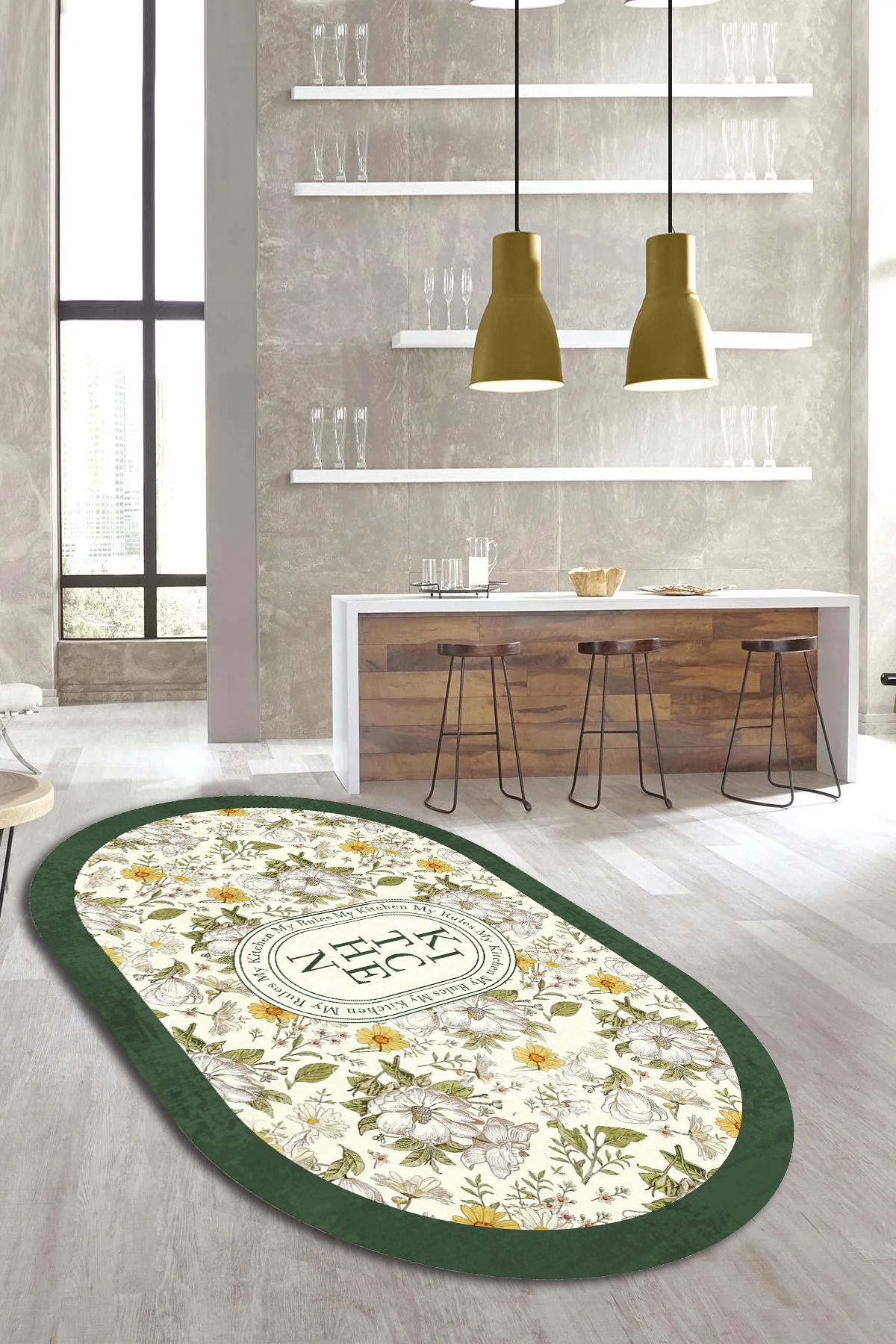 VELLORA HOME Kaymaz Tabanlı Yıkanabilir Dijital Baskılı Yolluk Halı Mutfak Floransa