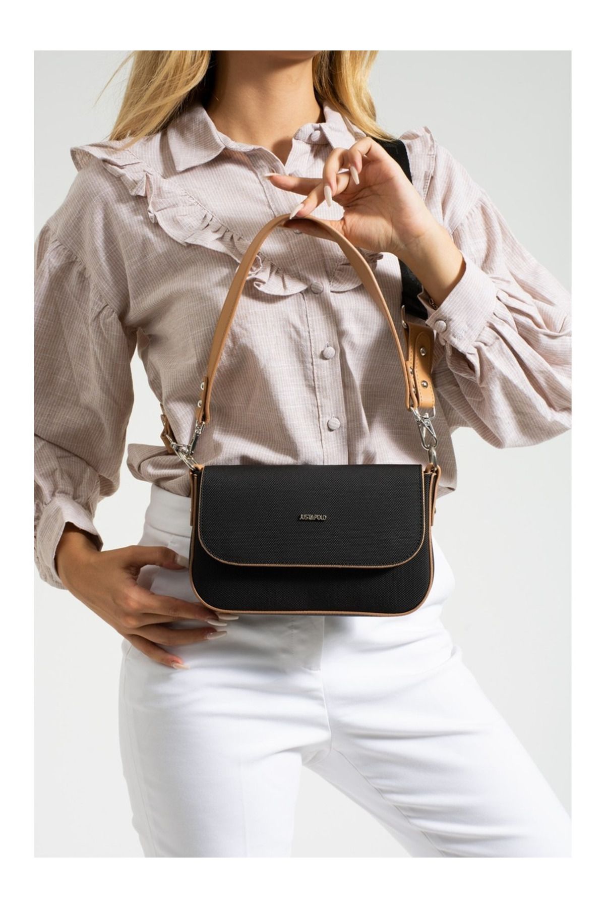 Just Polo Kadın Krem Camel El Ve Omuz Çantası 346005MH